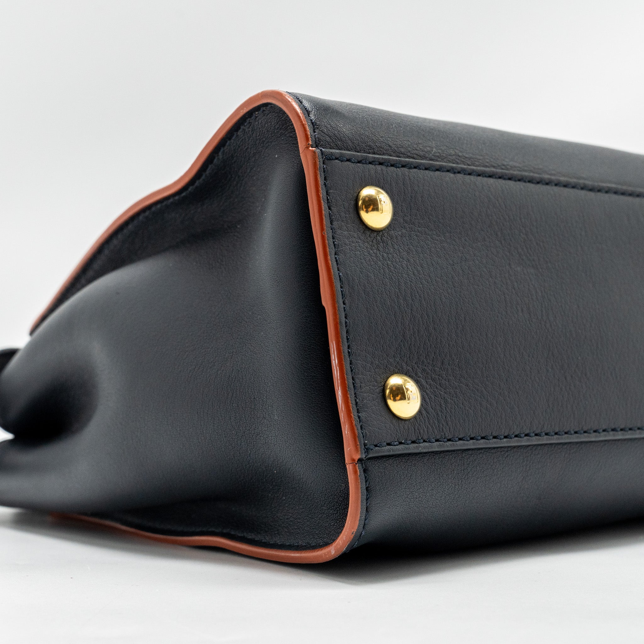 FENDI MEDIUM PEEKABOO CALFSKIN DARK BLUE/RED GHW
