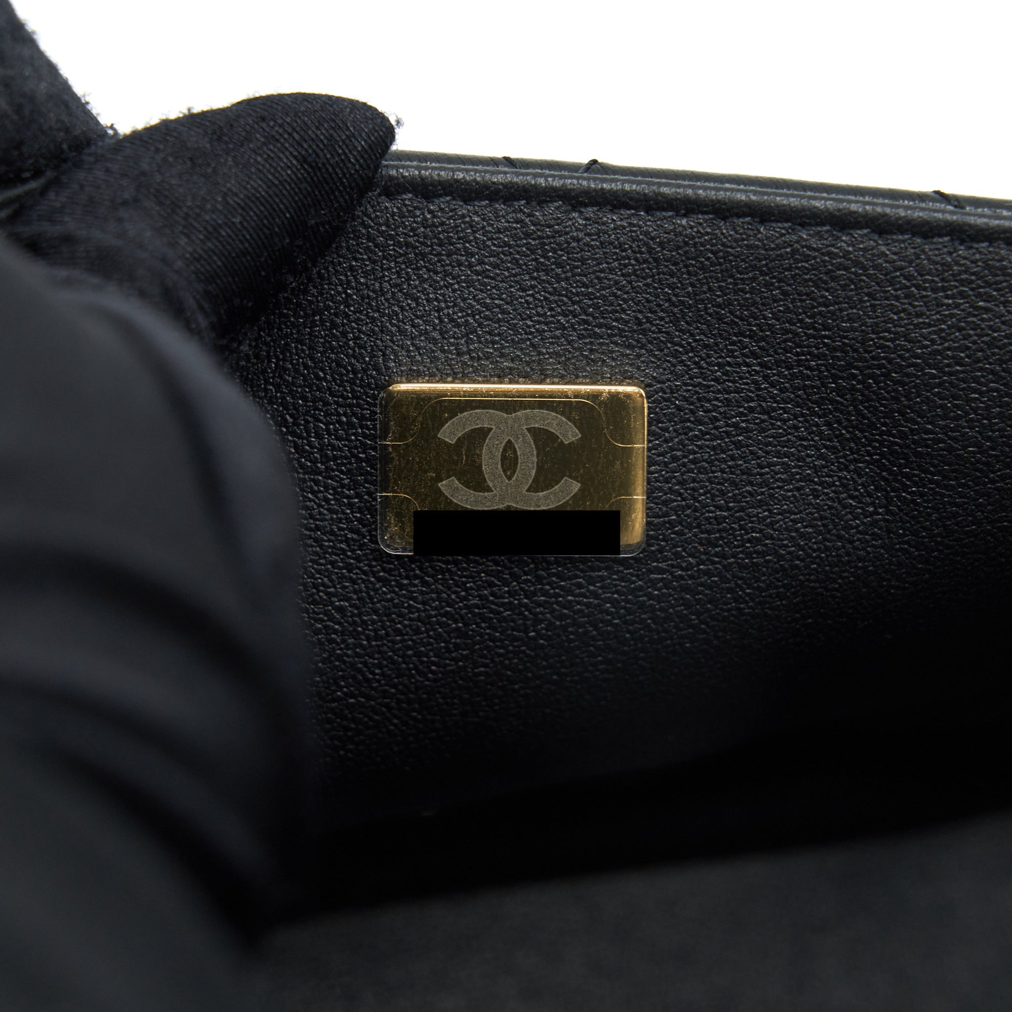 CHANEL MINI SQUARE FLAP BAG LAMBSKIN BLACK LGHW (MICROCHIP)