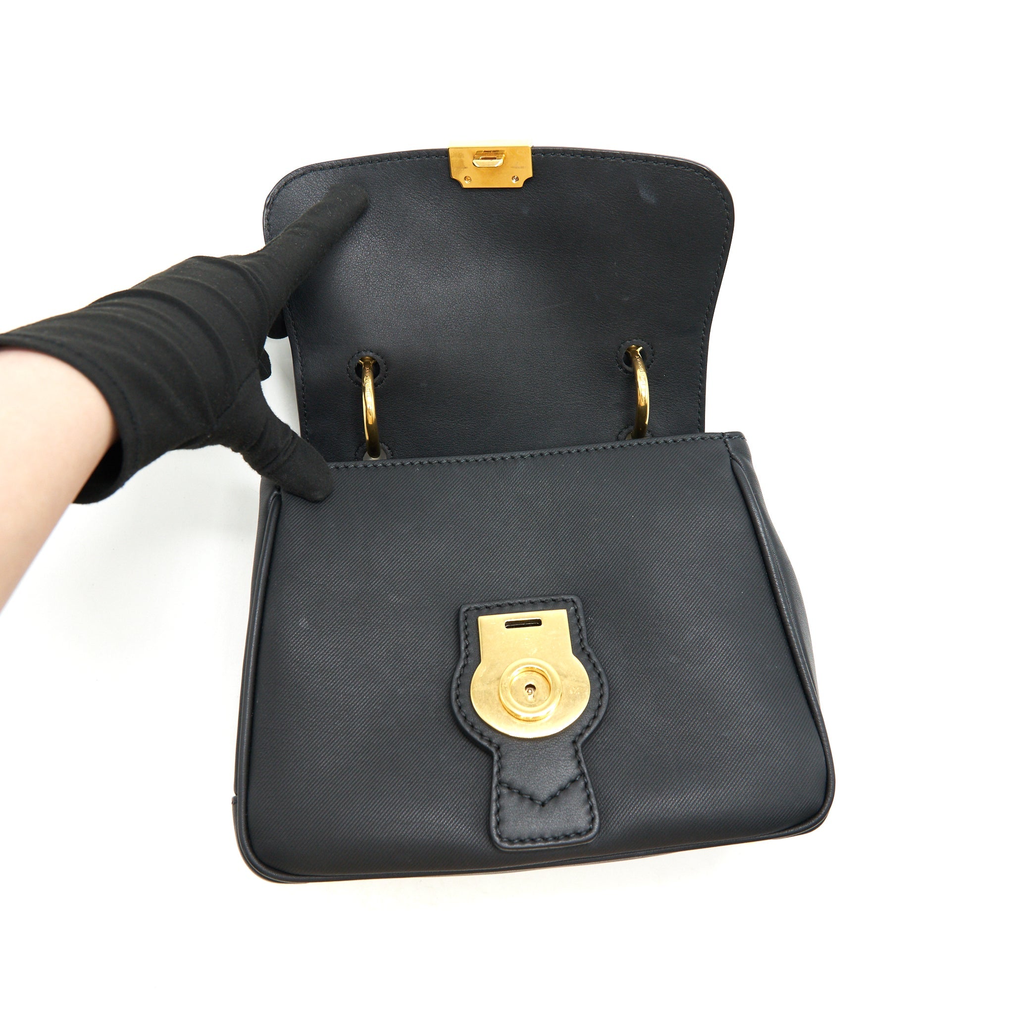 BURBERRY SMALL DK88 TOP HANDLE BAG BLACK