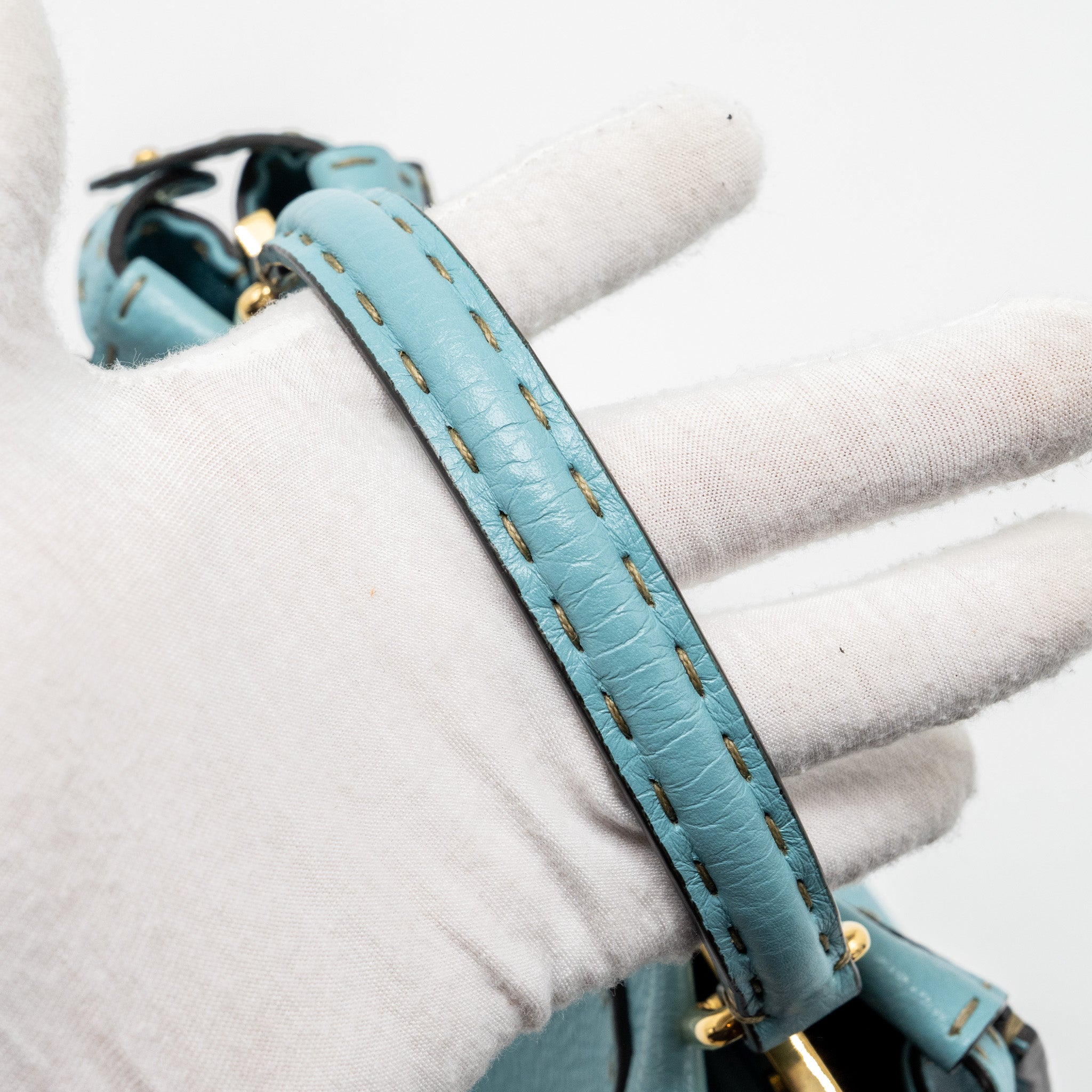 FENDI MINI PEEKABOO BAG CALFSKIN BLUE GHW