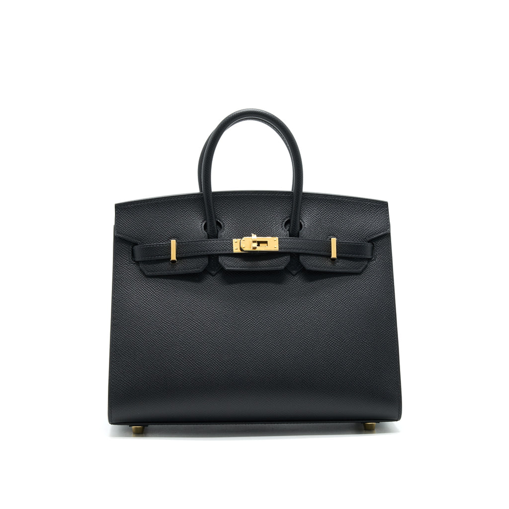 HERMES BIRKIN 25 SELLIER BLACK WITH GHW