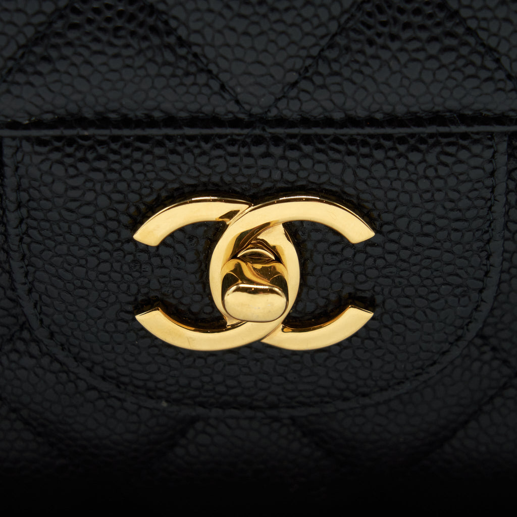 CHANEL CLASSIC JUMBO DOUBLE FLAP BAG CAVIAR BLACK LGHW