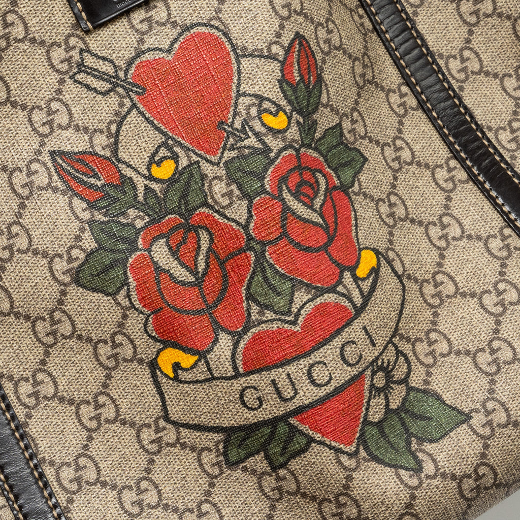 GUCCI TOP HANDLE TOTE BAG GG SUPREME CANVAS GHW