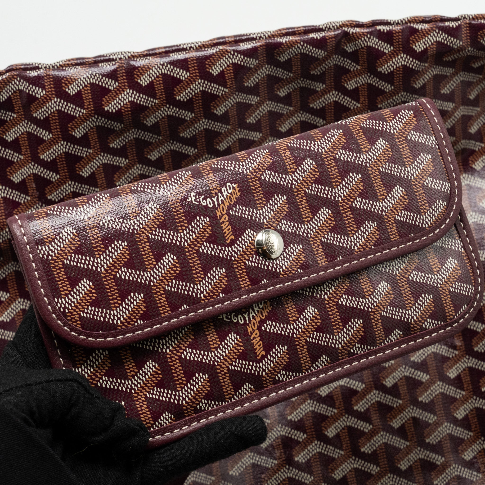 GOYARD SAINT LOUIS GM TOTE BAG GOYARDINE CANVAS/CALFSKIN BURGUNDY SHW
