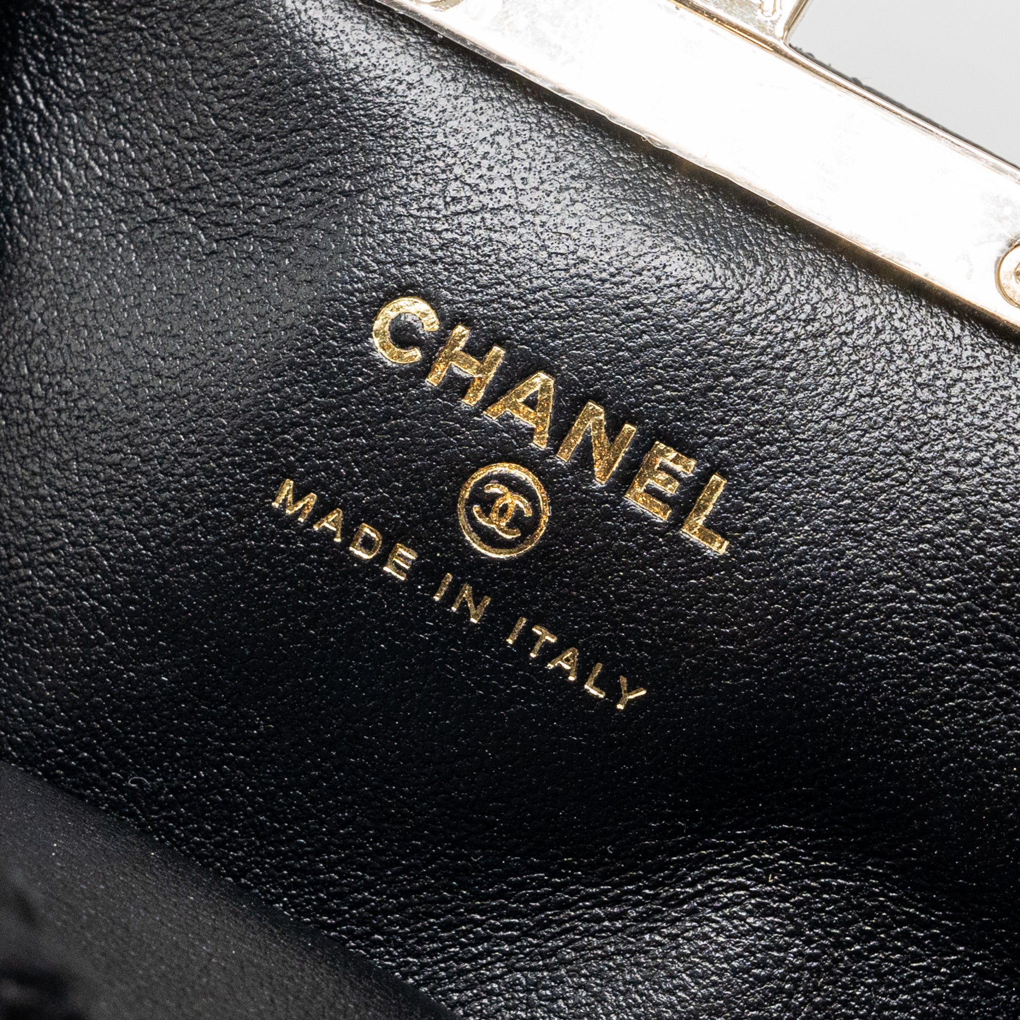 CHANEL QUILTED MINI CLIP PURSE WITH CHAIN AGED CALFSKIN BLACK LGHW (MICROCHIP)