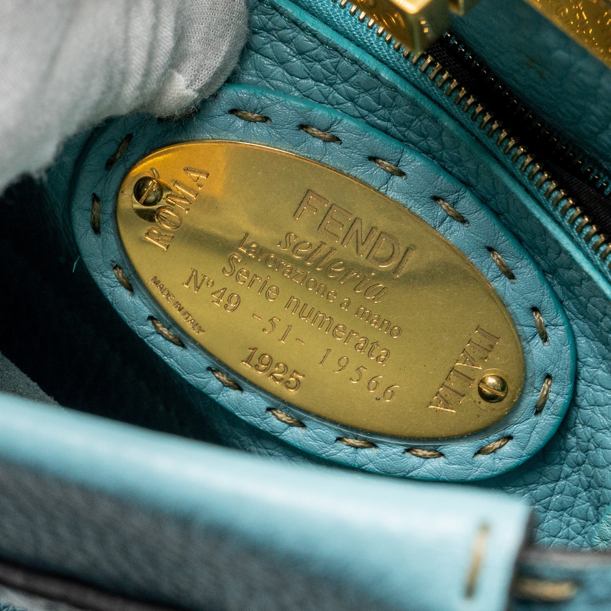 FENDI MINI PEEKABOO BAG CALFSKIN BLUE GHW