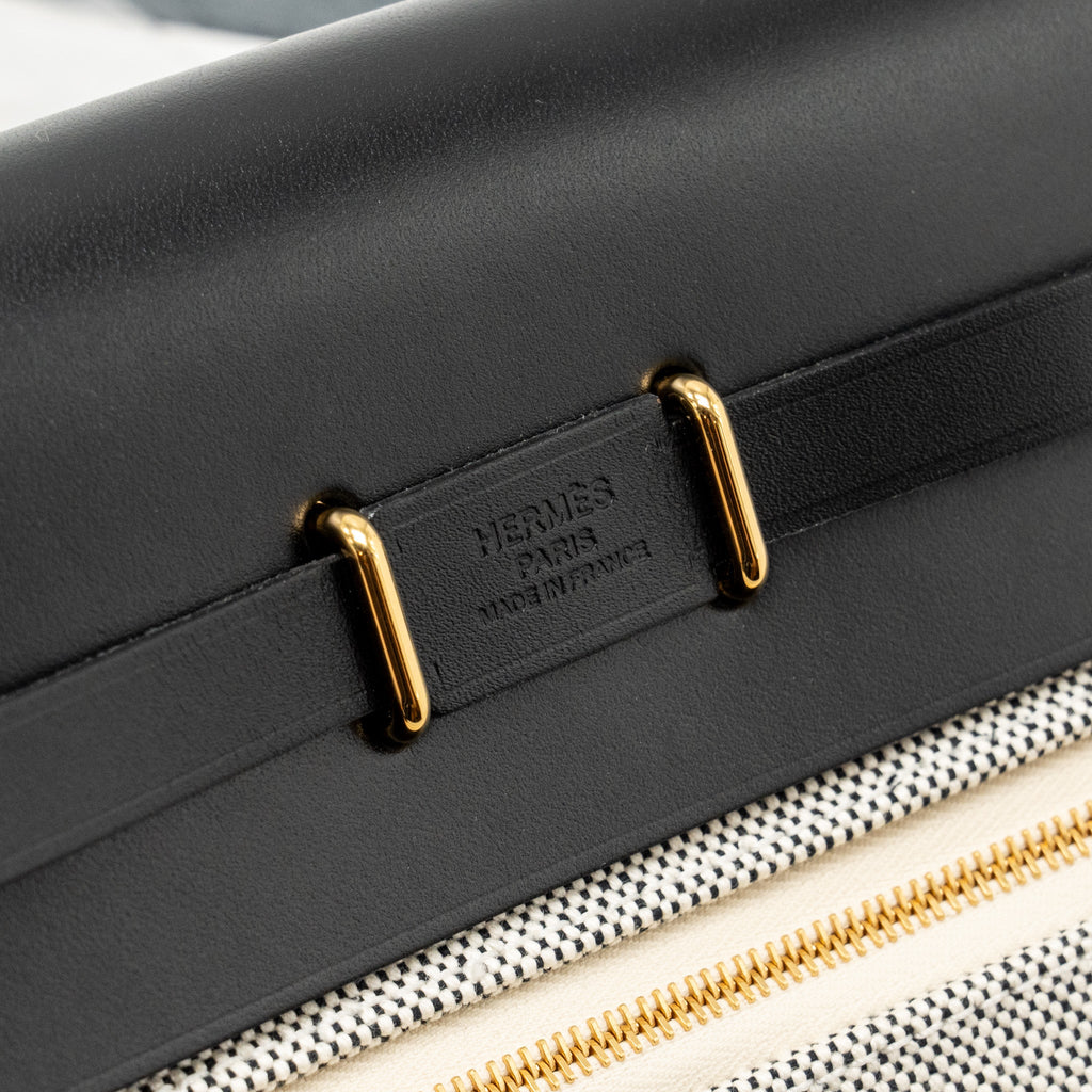 HERMES HERBAG MINI CANVAS/COWHIDE BLACK/ ECRU GHW