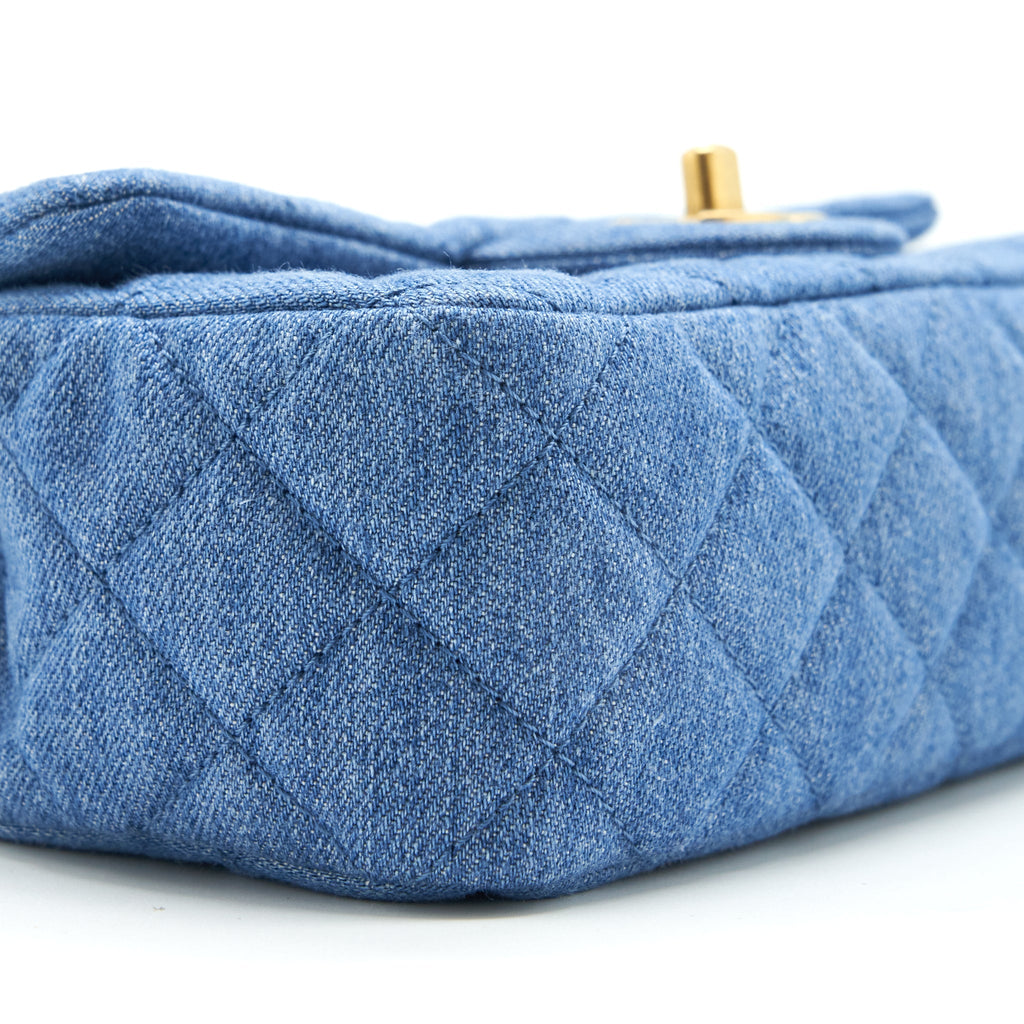 CHANEL PEARL CRUSH MINI RECTANGULAR FLAP BAG DENIM BLUE GHW (MICROCHIP)