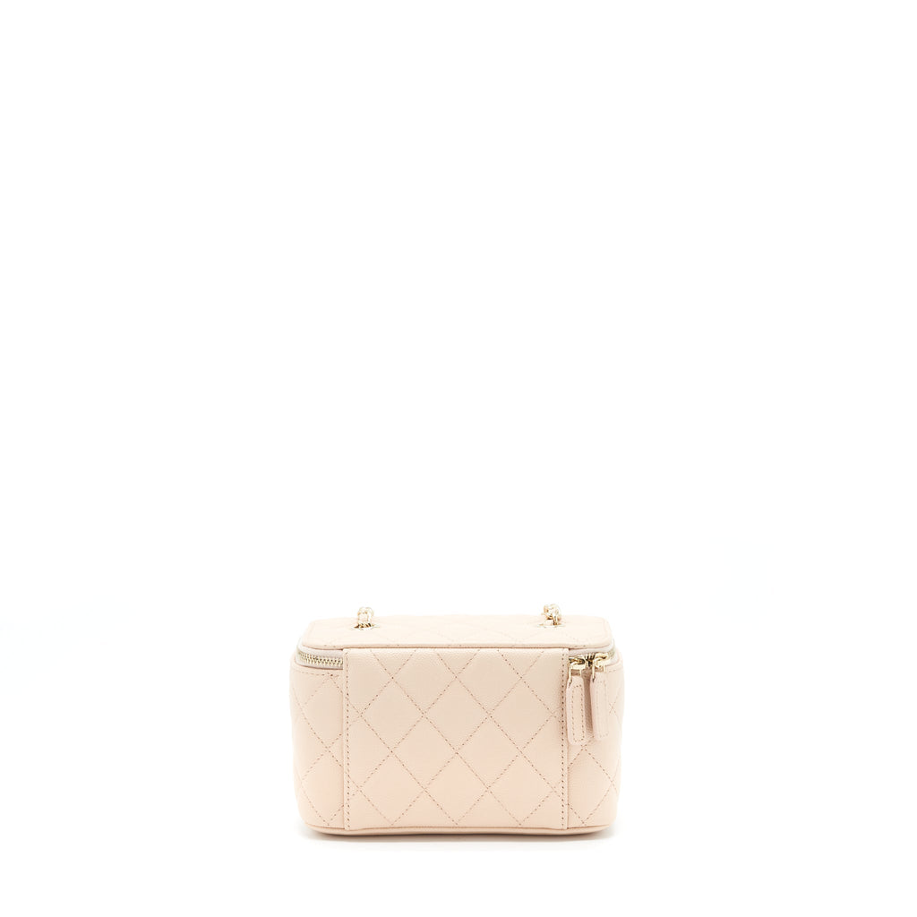 CHANEL LONG VANITY WITH CHAIN CAVIAR BEIGE LGHW