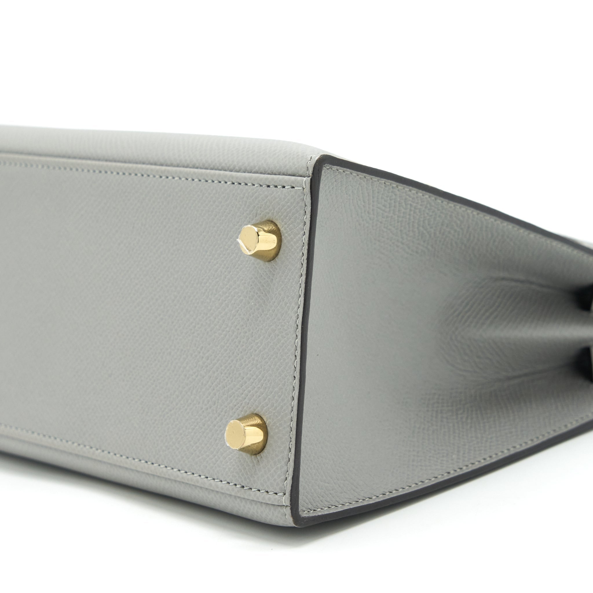 HERMES KELLY SELLIER 25 SPECIAL ORDER EPSOM GRIS MOTTE /ROSE PURPLE GHW