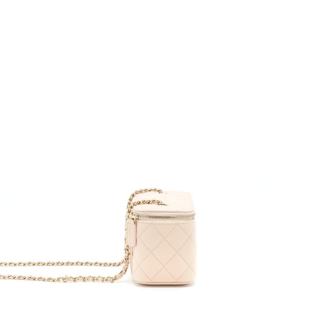 CHANEL LONG VANITY WITH CHAIN CAVIAR BEIGE LGHW