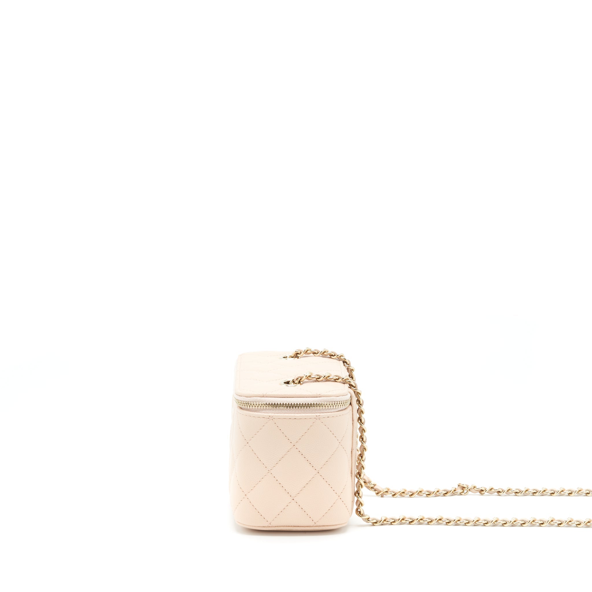 CHANEL LONG VANITY WITH CHAIN CAVIAR BEIGE LGHW