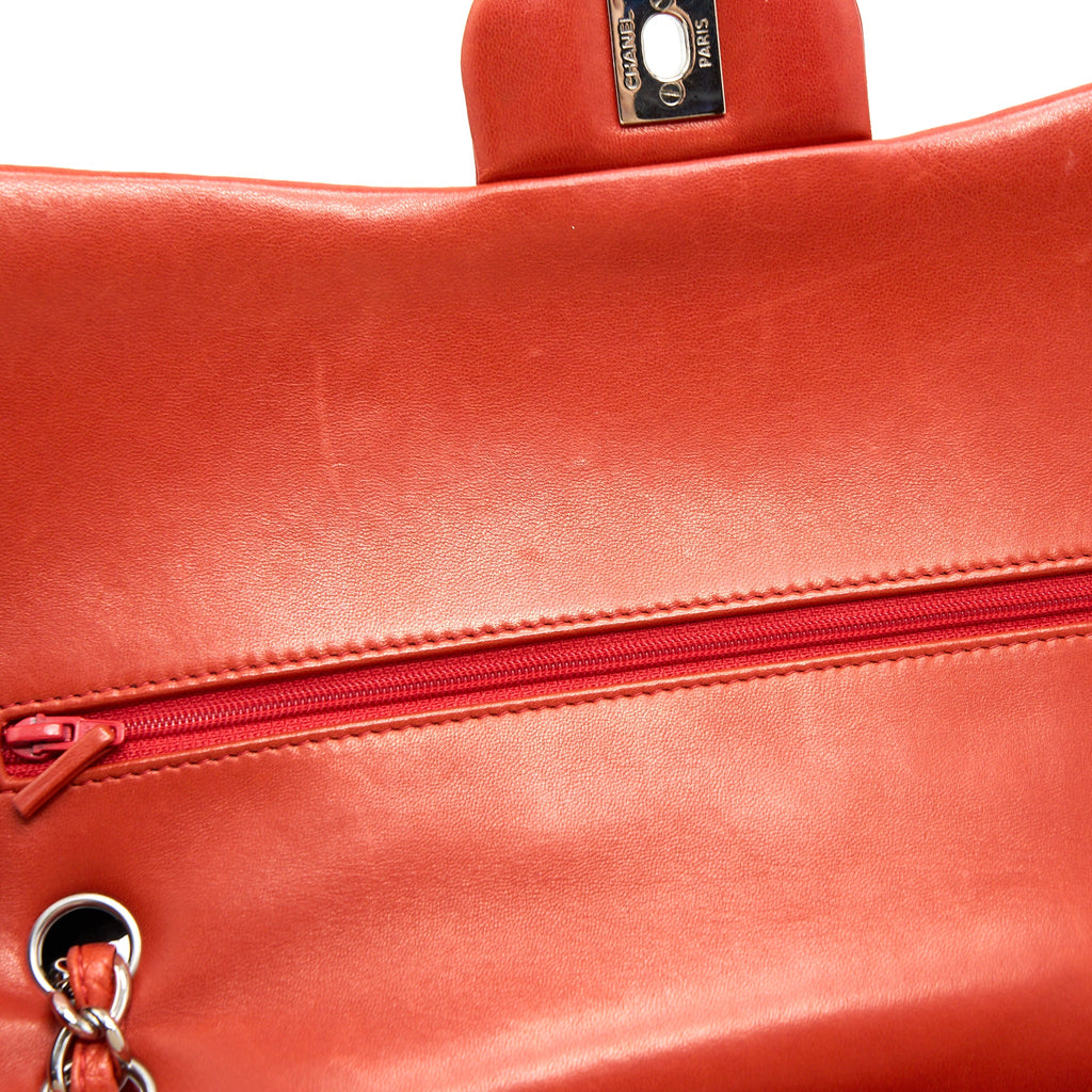 CHANEL JUMBO CLASSIC DOUBLE FLAP BAG LAMBSKIN CORAL SHW