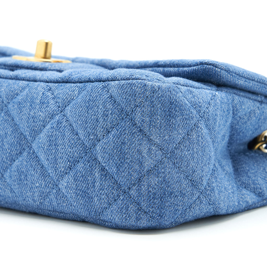 CHANEL PEARL CRUSH MINI RECTANGULAR FLAP BAG DENIM BLUE GHW (MICROCHIP)