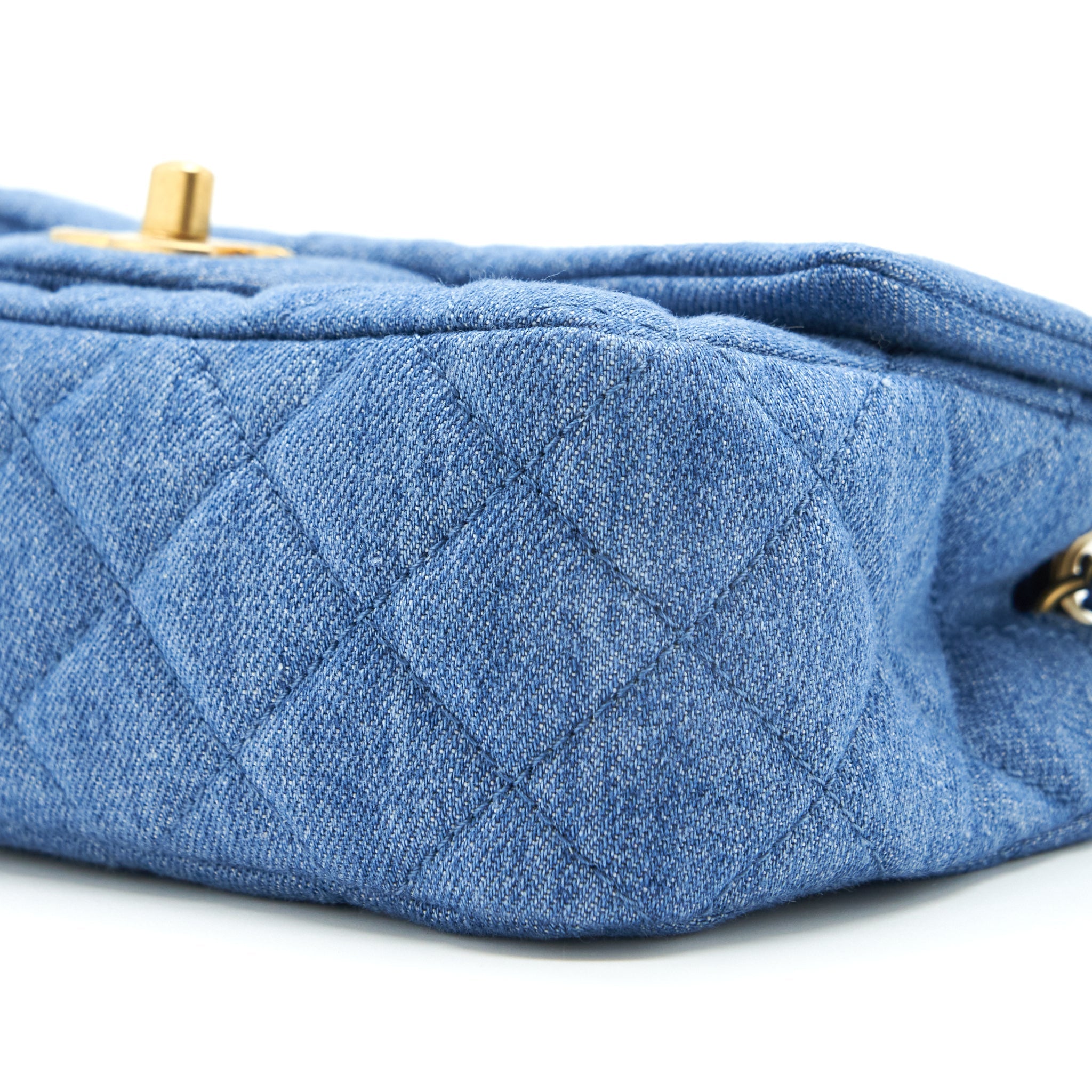CHANEL PEARL CRUSH MINI RECTANGULAR FLAP BAG DENIM BLUE GHW (MICROCHIP)