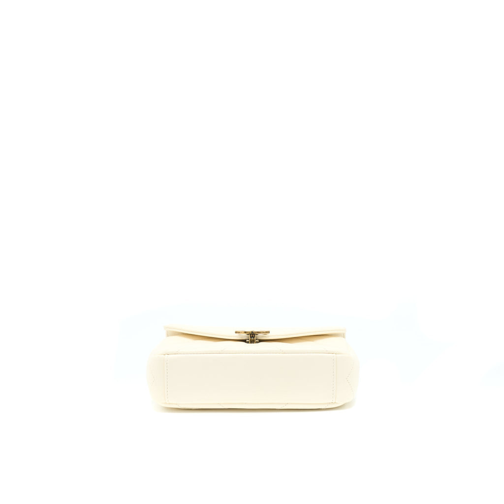 CHANEL ENVELOP CHEVRON FLAP BAG WHITE WITH RUTHENIUM GOLD HARDWARE