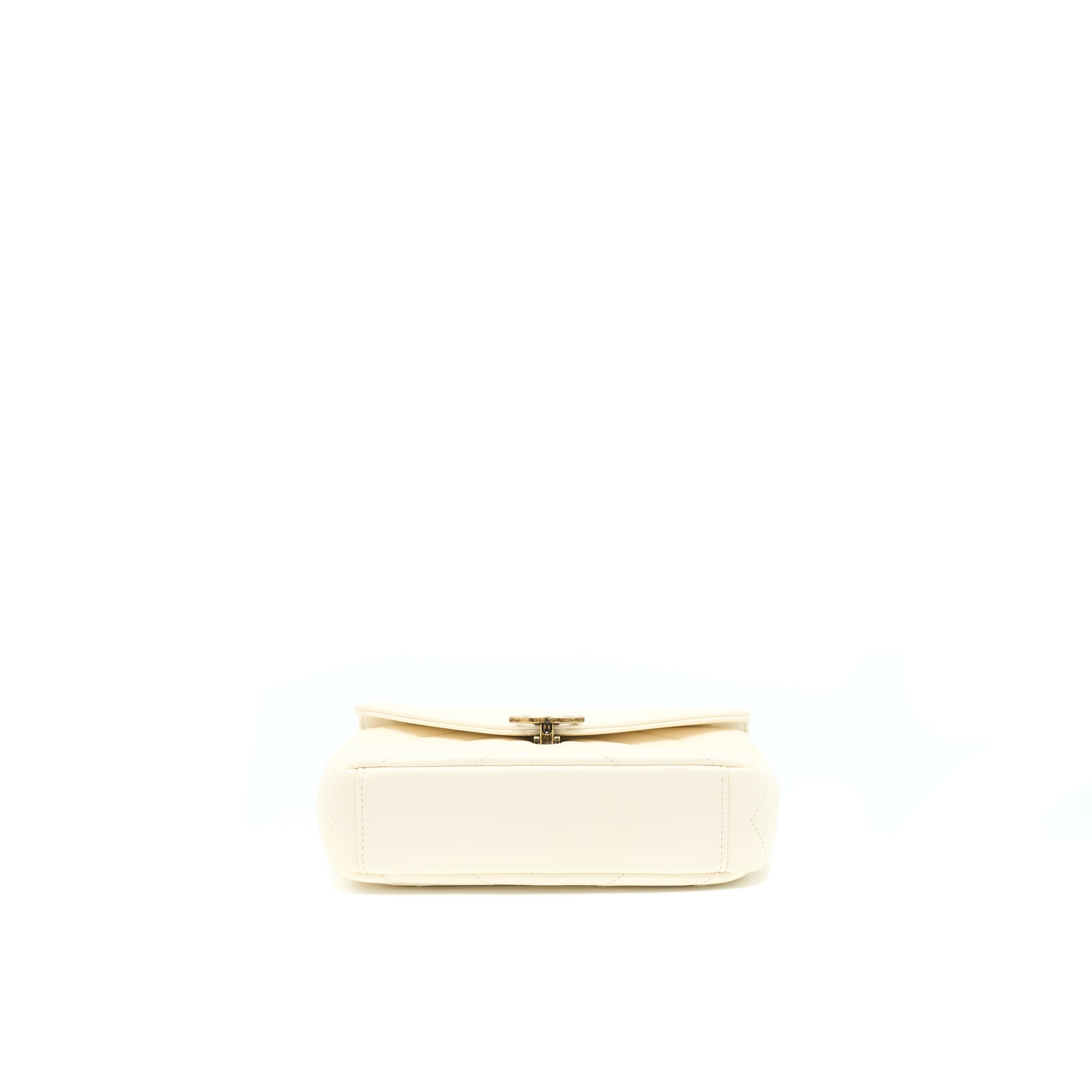 CHANEL ENVELOP CHEVRON FLAP BAG WHITE WITH RUTHENIUM GOLD HARDWARE