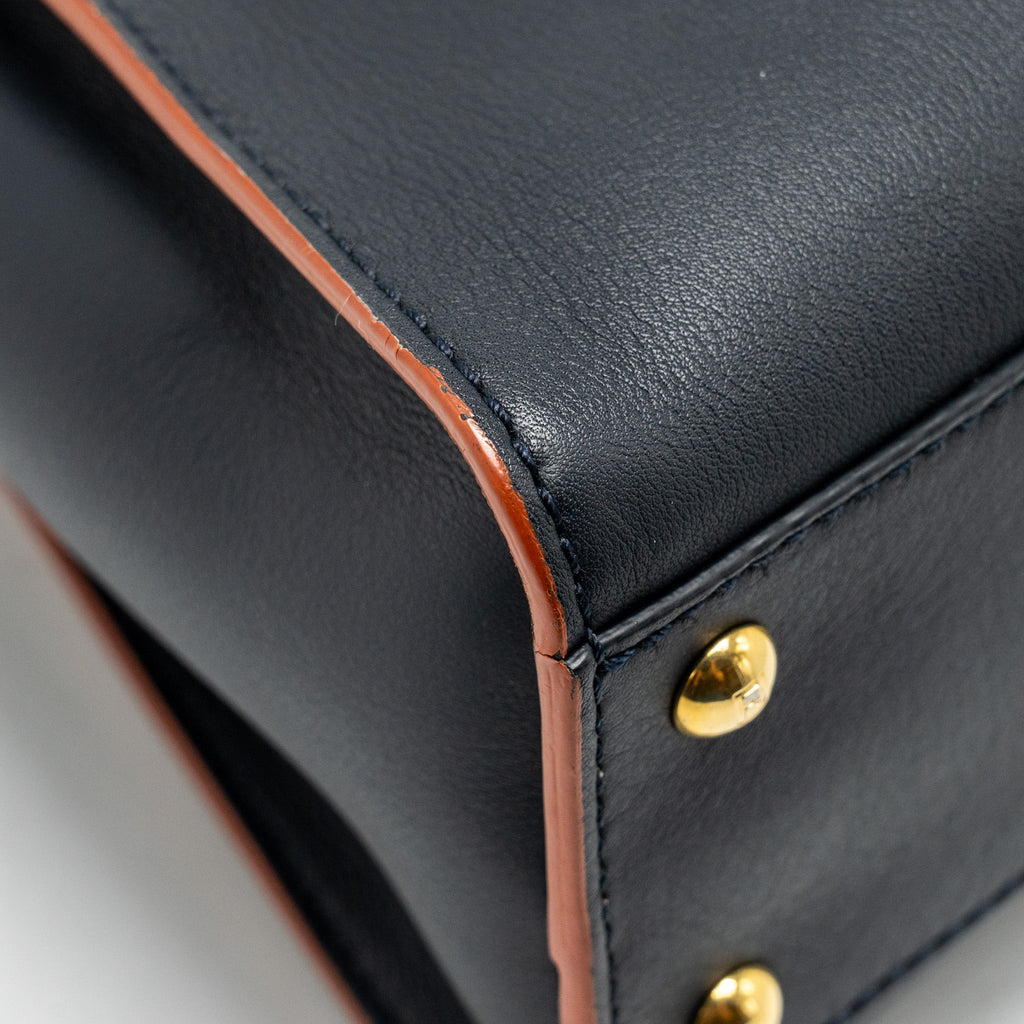 FENDI MEDIUM PEEKABOO CALFSKIN DARK BLUE/RED GHW