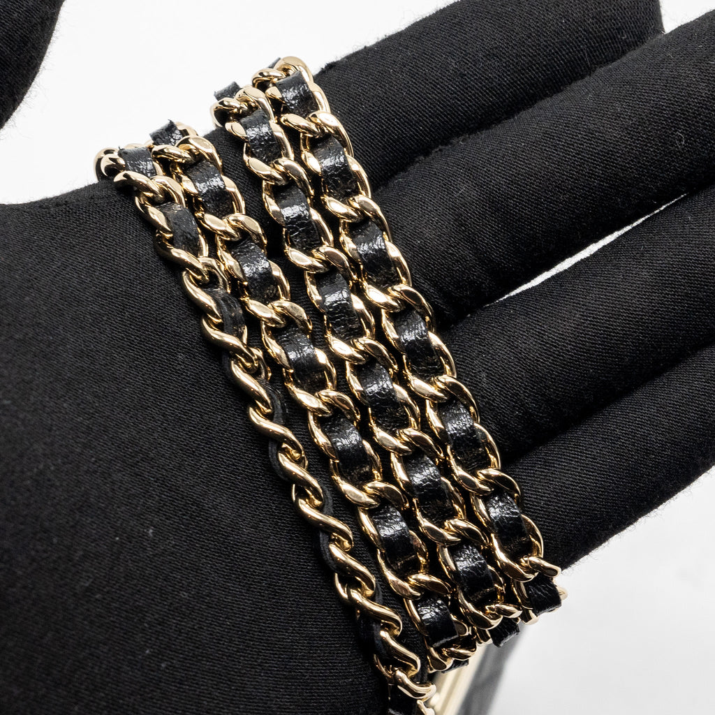 CHANEL QUILTED MINI CLIP PURSE WITH CHAIN AGED CALFSKIN BLACK LGHW (MICROCHIP)