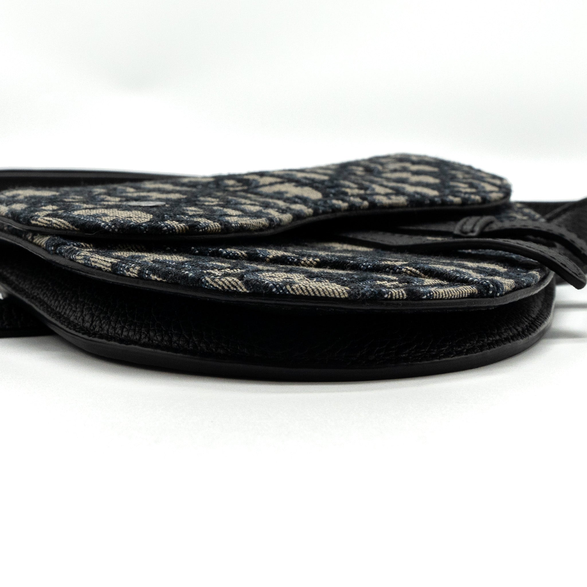 DIOR SADDLE BELT BAG BLUE DIOR OBLIQUE JACQUARD BLACK HARDWARE