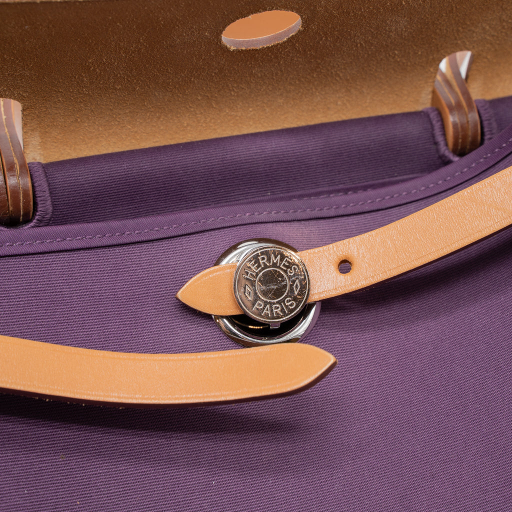 HERMES HERBAG ZIP 31 BAG CANVAS/HUNTER CASSIS PURPLE SHW