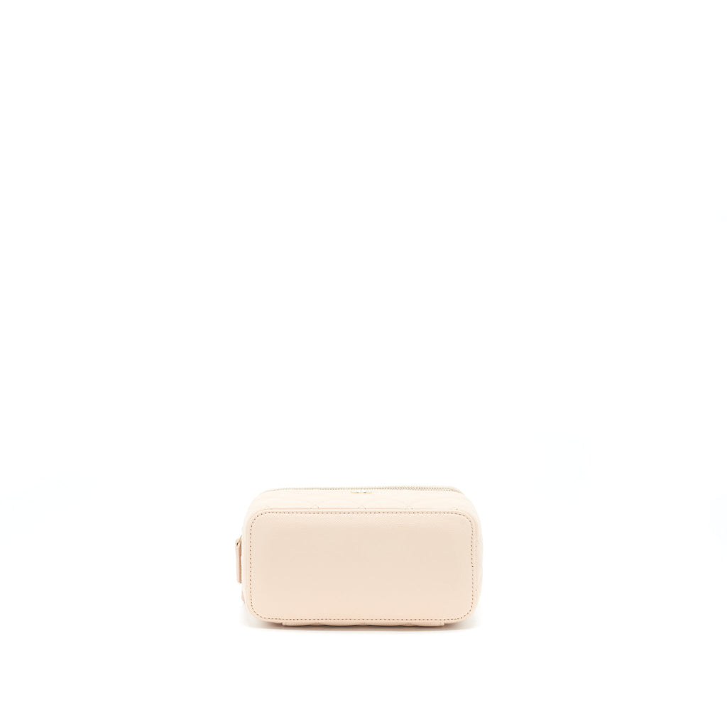 CHANEL LONG VANITY WITH CHAIN CAVIAR BEIGE LGHW