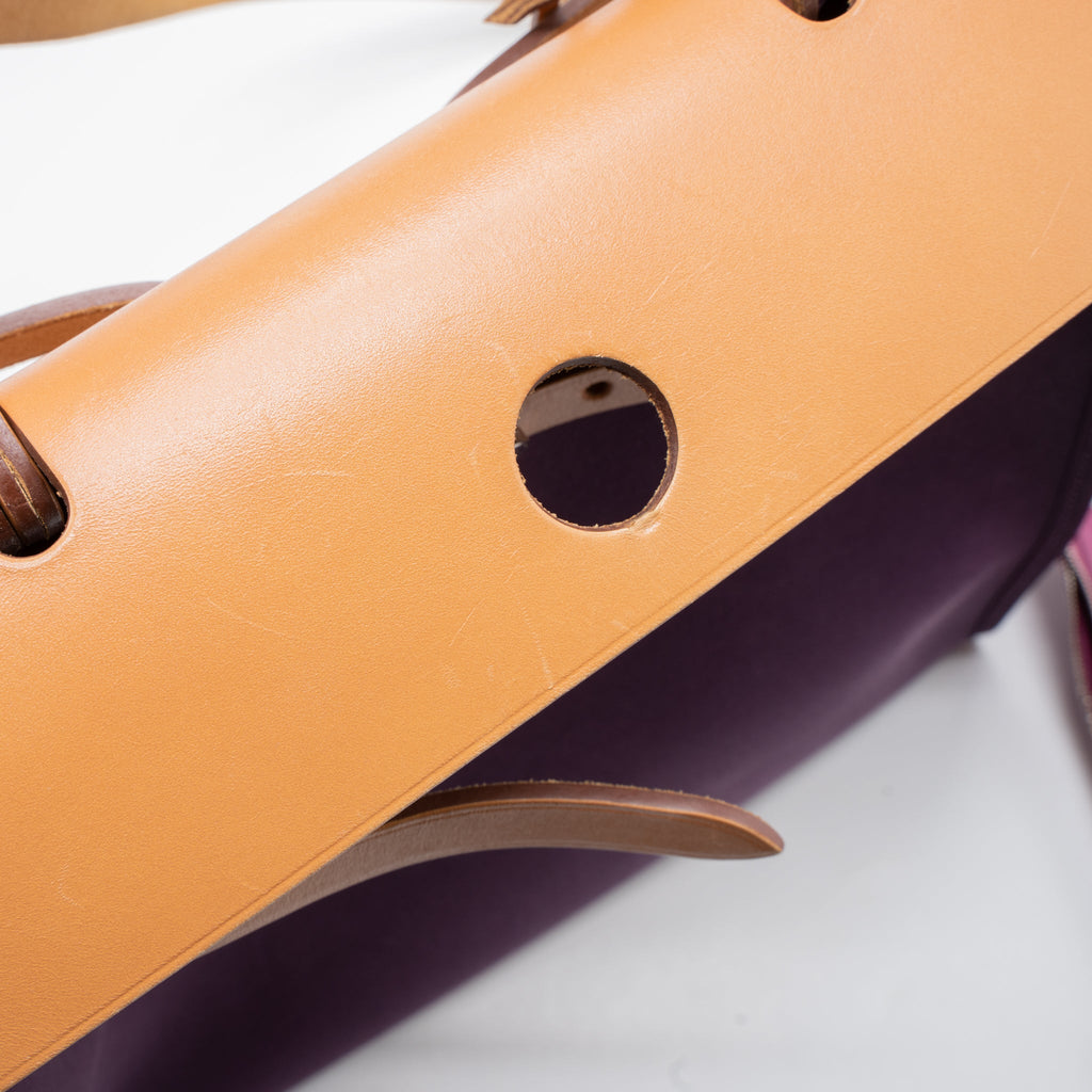 HERMES HERBAG ZIP 31 BAG CANVAS/HUNTER CASSIS PURPLE SHW