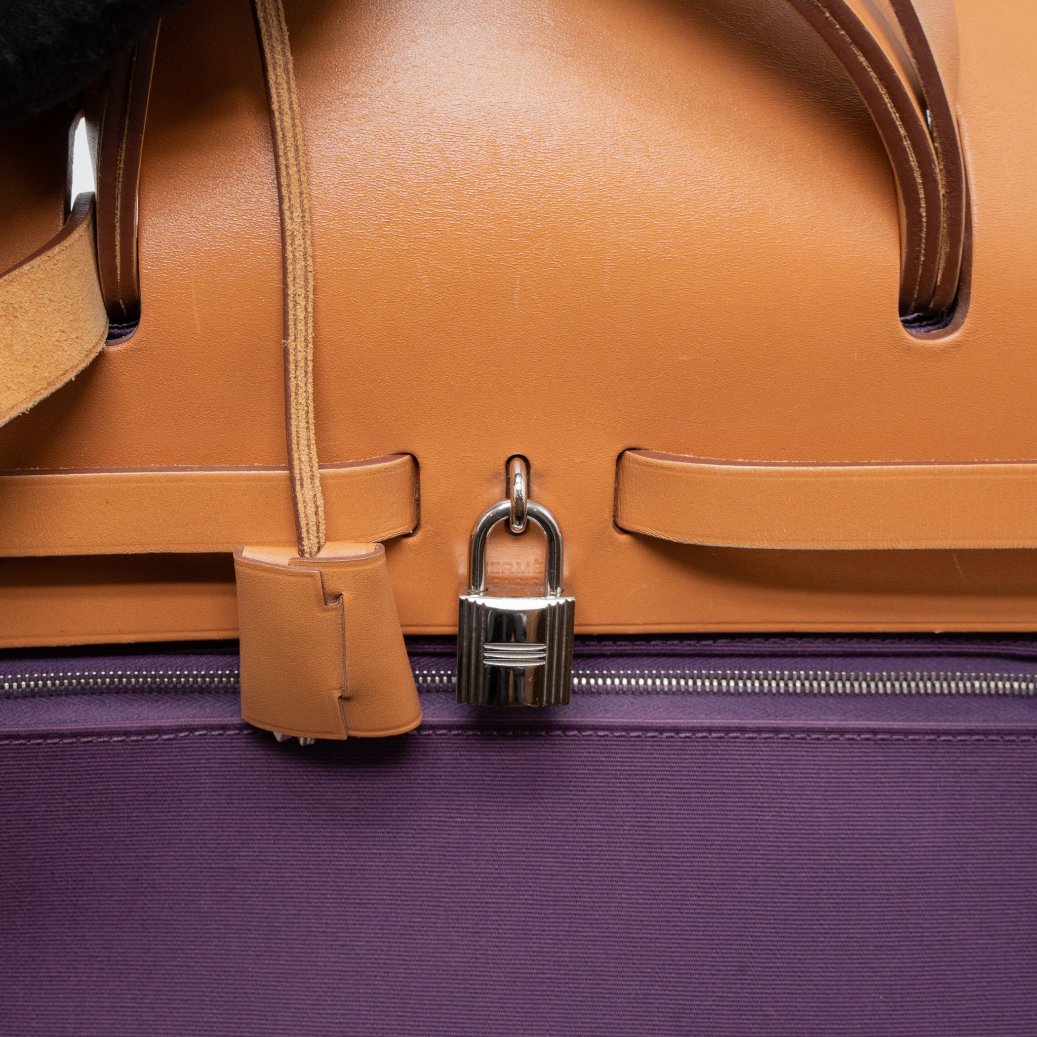 HERMES HERBAG ZIP 31 BAG CANVAS/HUNTER CASSIS PURPLE SHW