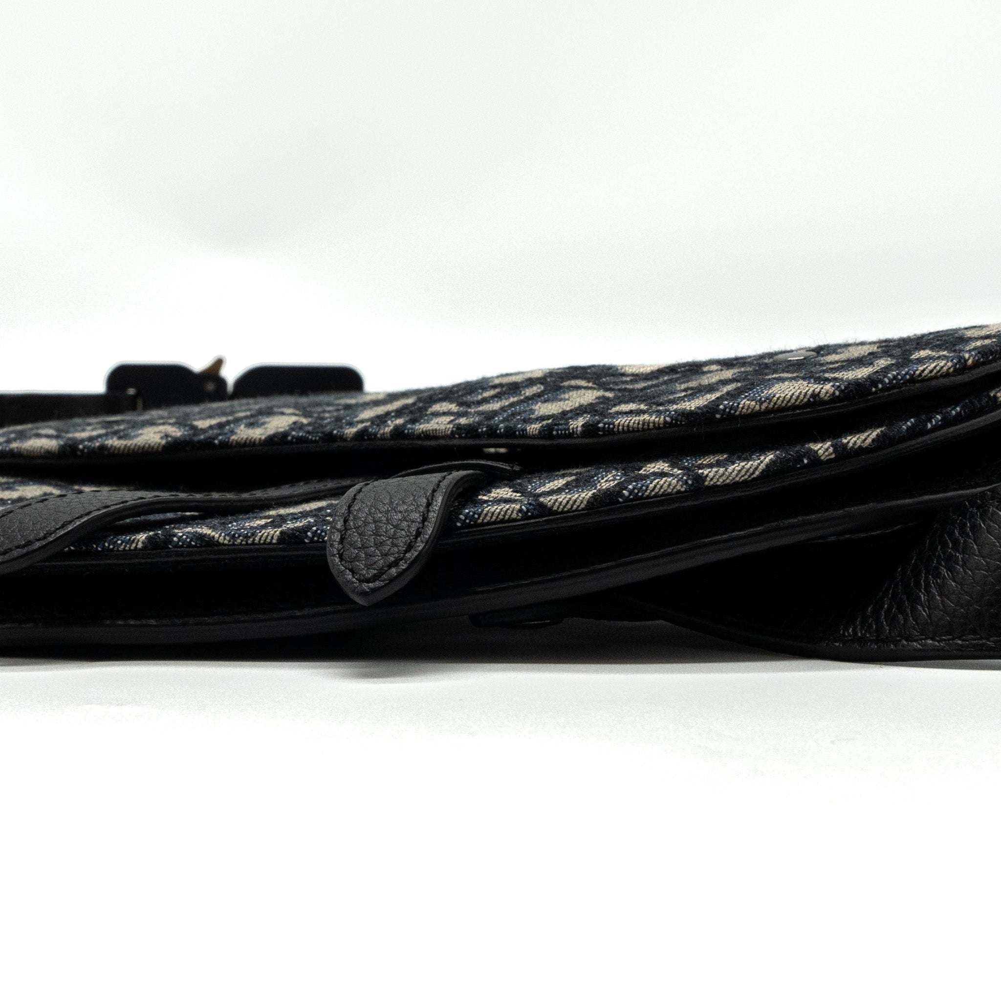 DIOR SADDLE BELT BAG BLUE DIOR OBLIQUE JACQUARD BLACK HARDWARE