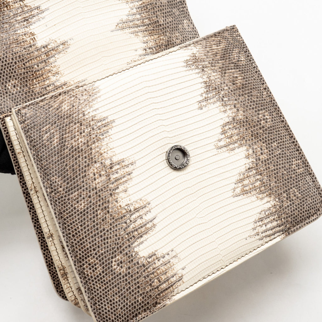 BVLGARI TOP HANDLE SERPENTI FOREVER CROSSBODY BAG SHINY LIZARD WHITE/MULTICOLOUR BLACK HARDWARE