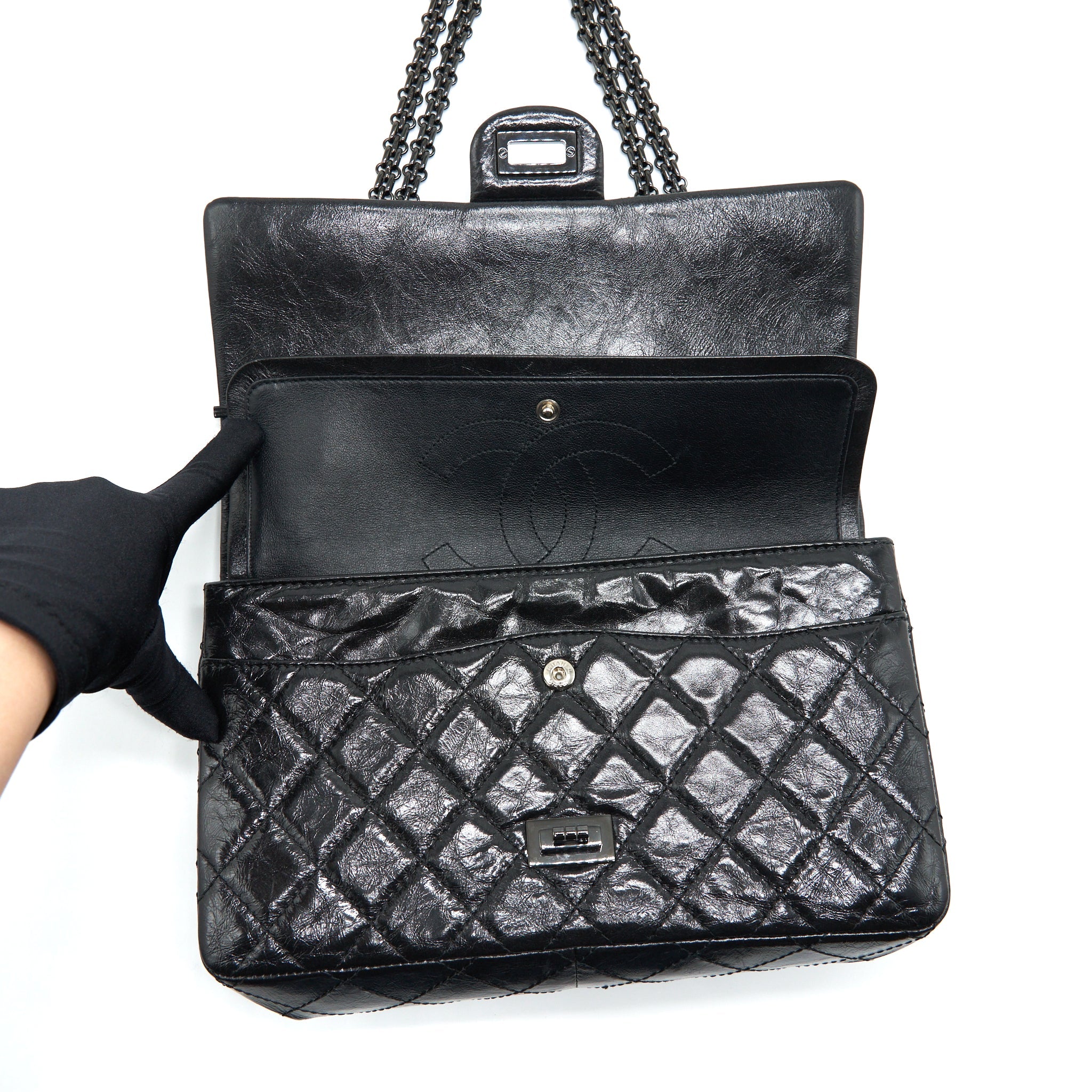 CHANEL 2.55 226 REISSUE AGED CALFSKIN SO BLACK