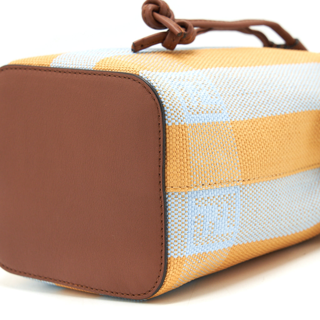 FENDI MINI MON TRESOR BUCKET BAG YELLOW AND LIGHT BLUE