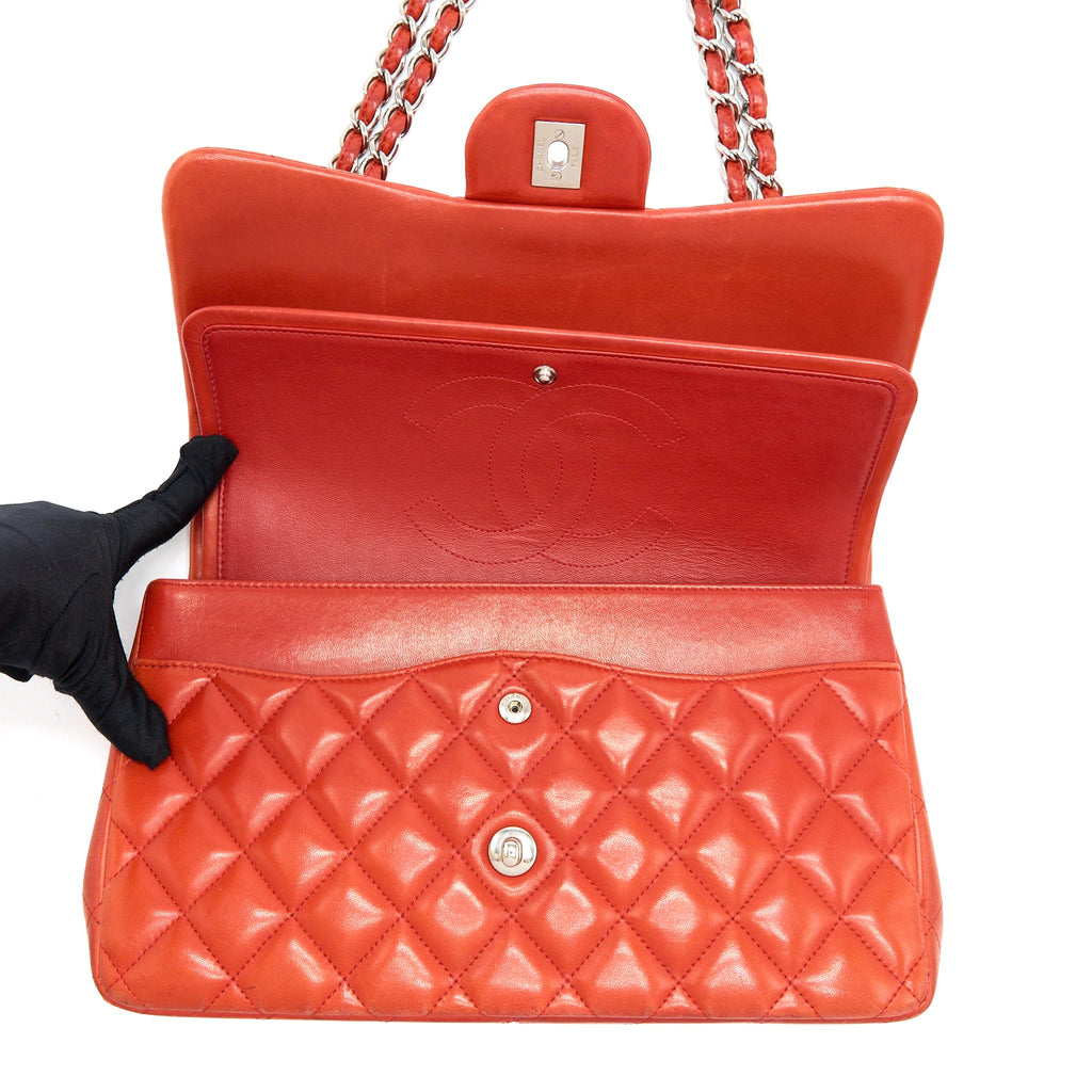 CHANEL JUMBO CLASSIC DOUBLE FLAP BAG LAMBSKIN CORAL SHW