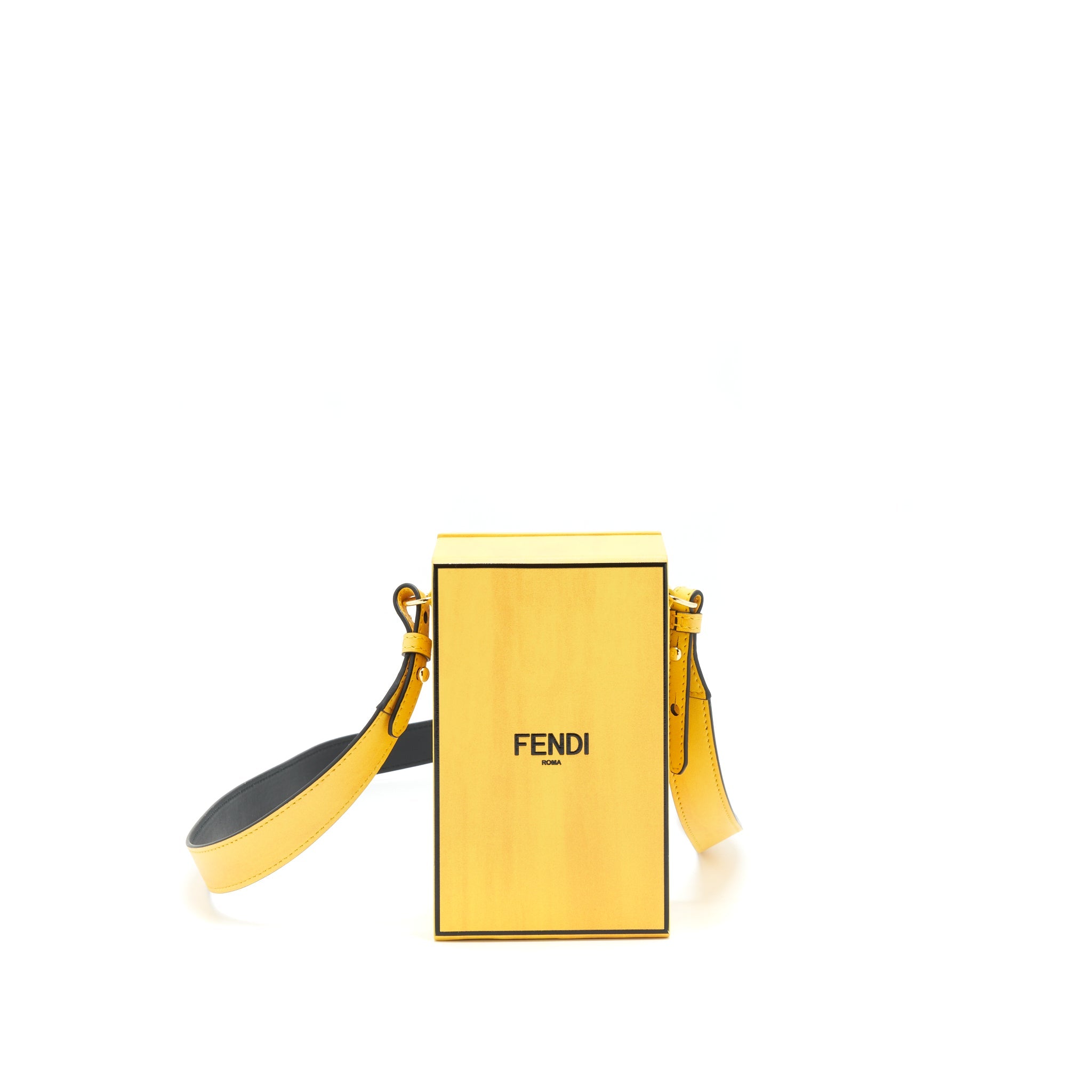 FENDI VERTICAL BOX SHOULDER BAG YELLOW/ BLACK
