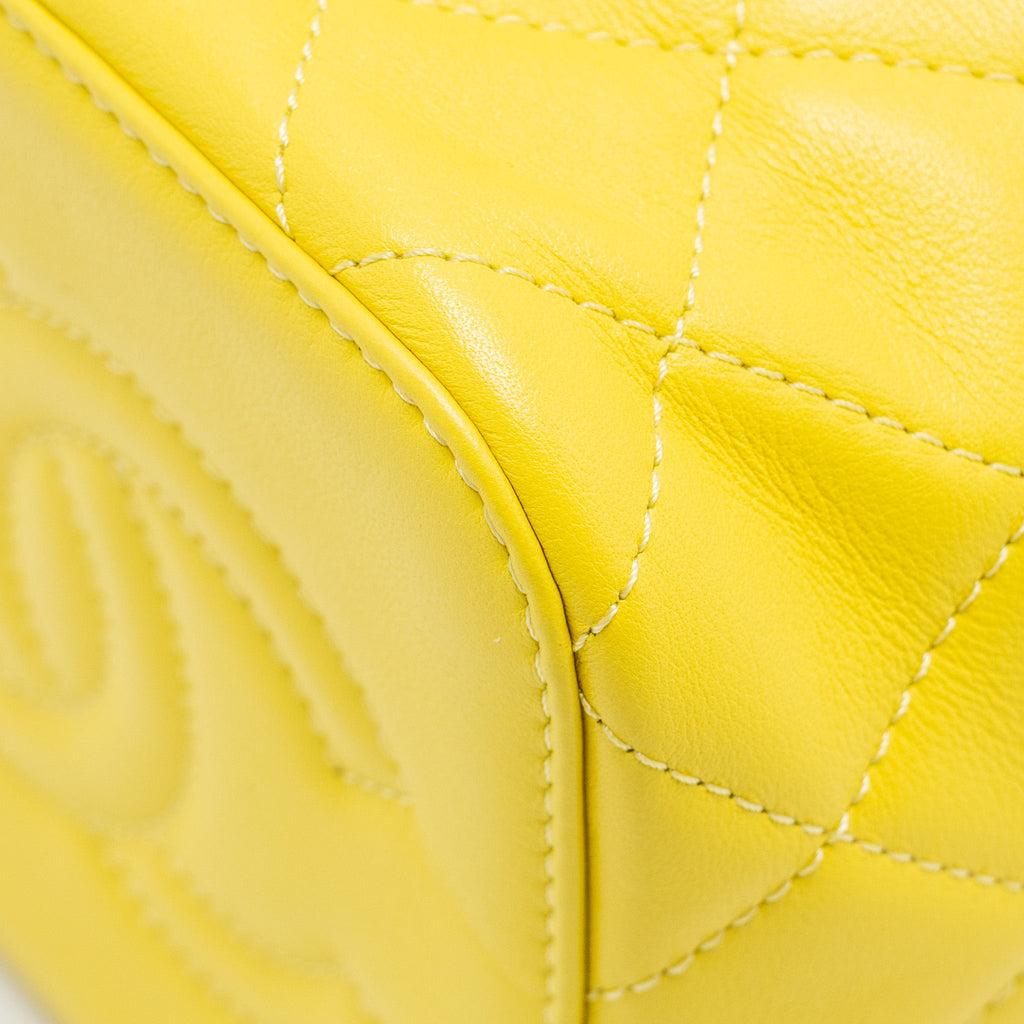 CHANEL CC VANITY CASE BAG CALFSKIN YELLOW GHW (MICROCHIP)