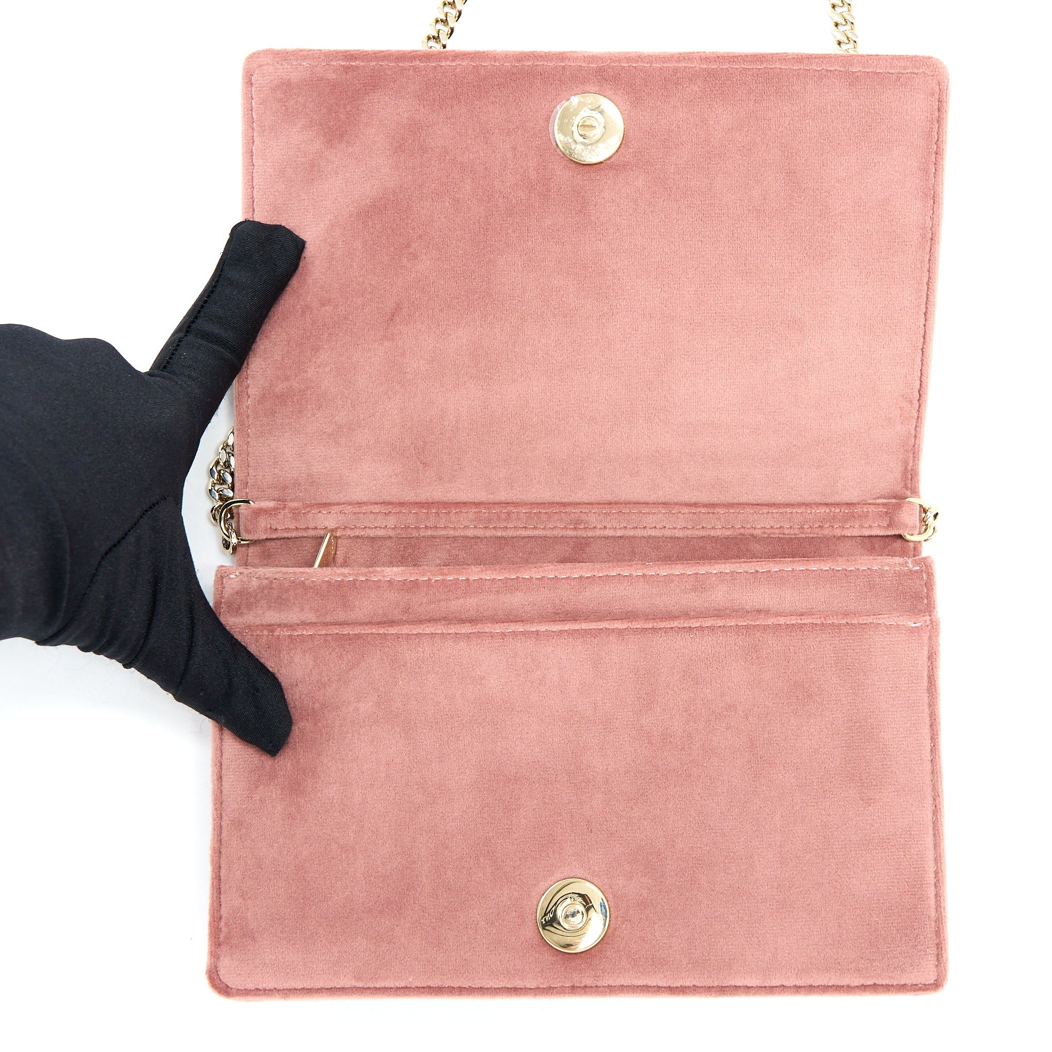 DIOR DIORMA WALLET ON CHAIN VELVET PINK GHW