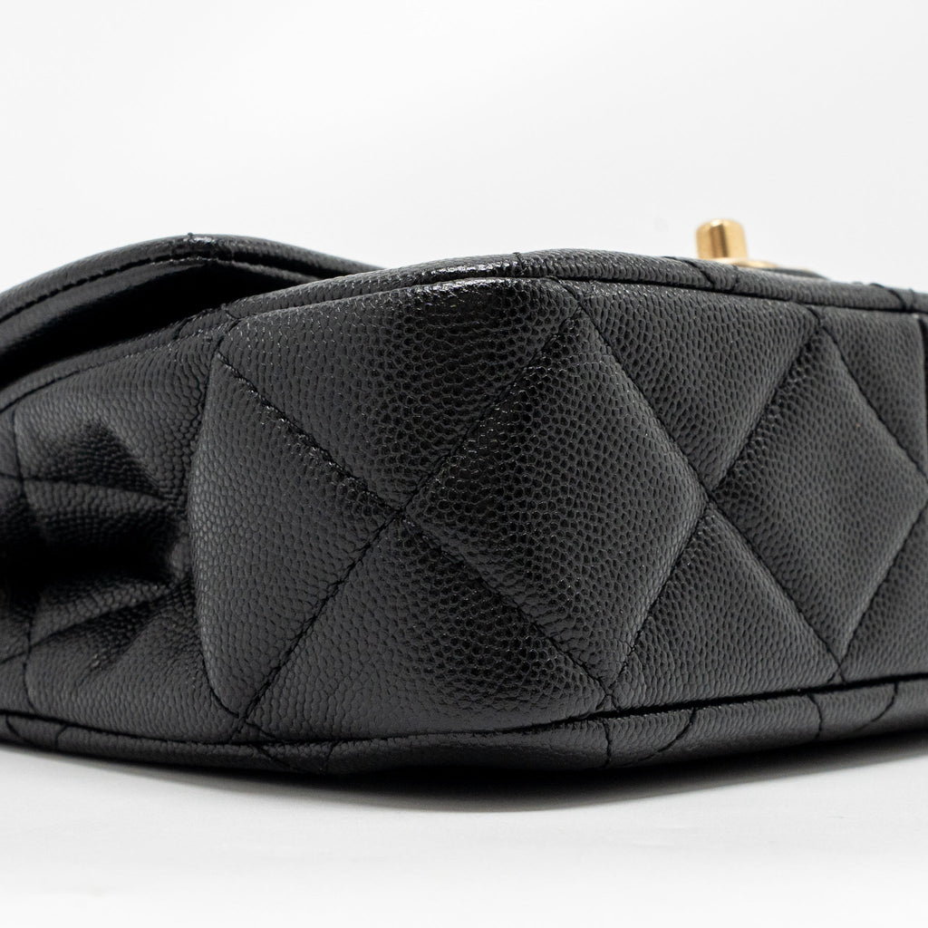 CHANEL GIANT BLACK CHAIN MINI FLAP BAG CAVIAR BLACK GHW (MICROCHIP)