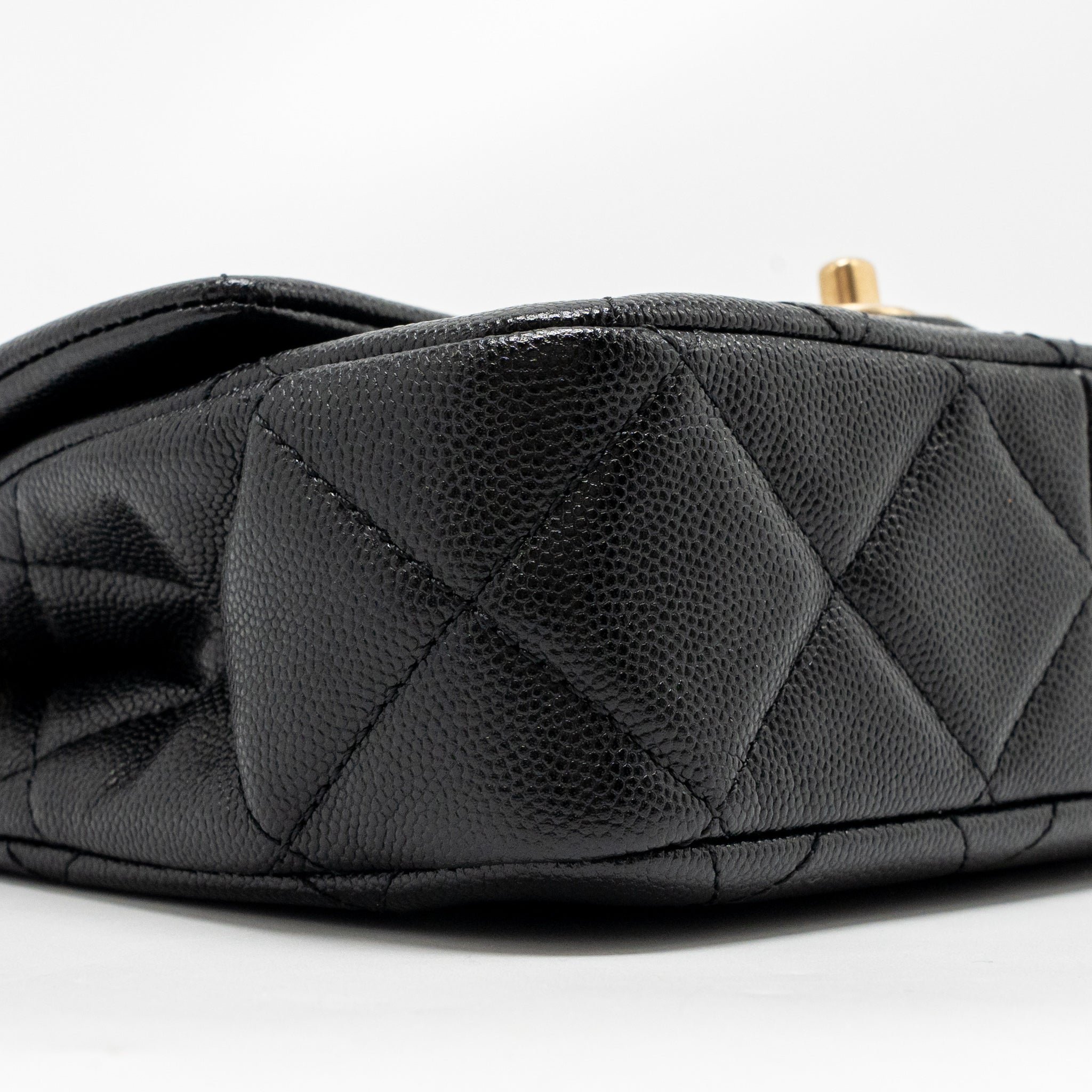 CHANEL GIANT BLACK CHAIN MINI FLAP BAG CAVIAR BLACK GHW (MICROCHIP)