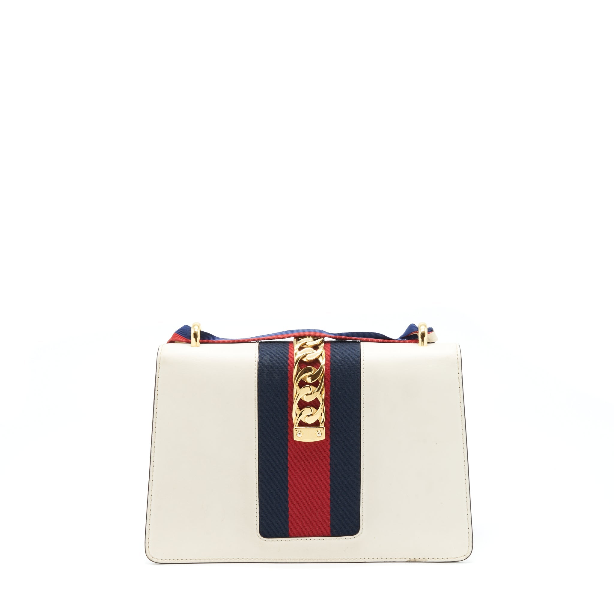 GUCCI SMALL SYLVIE SHOULDER BAG WHITE GHW