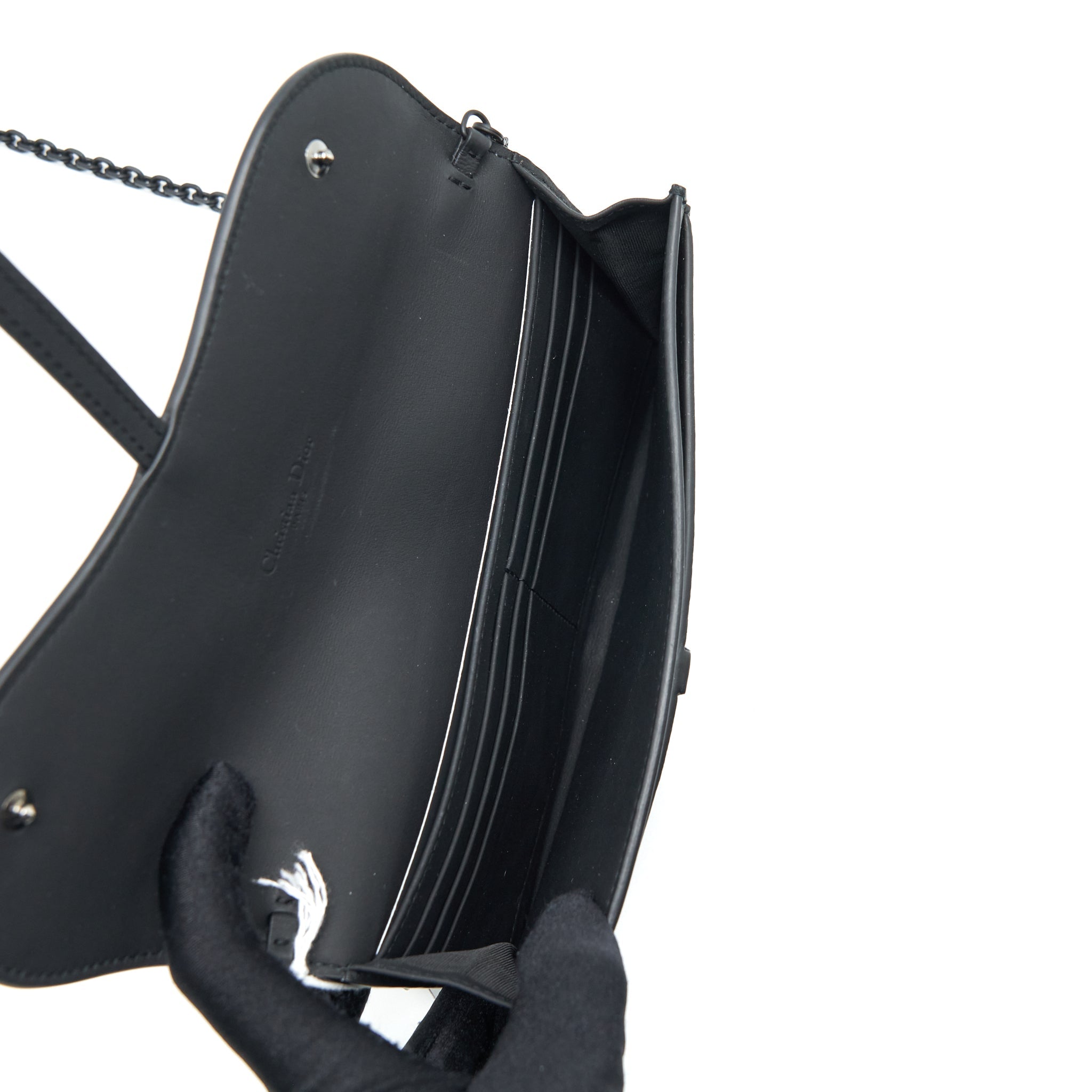 DIOR SADDLE WALLET WITH CHAIN CALFSKIN SO BLACK