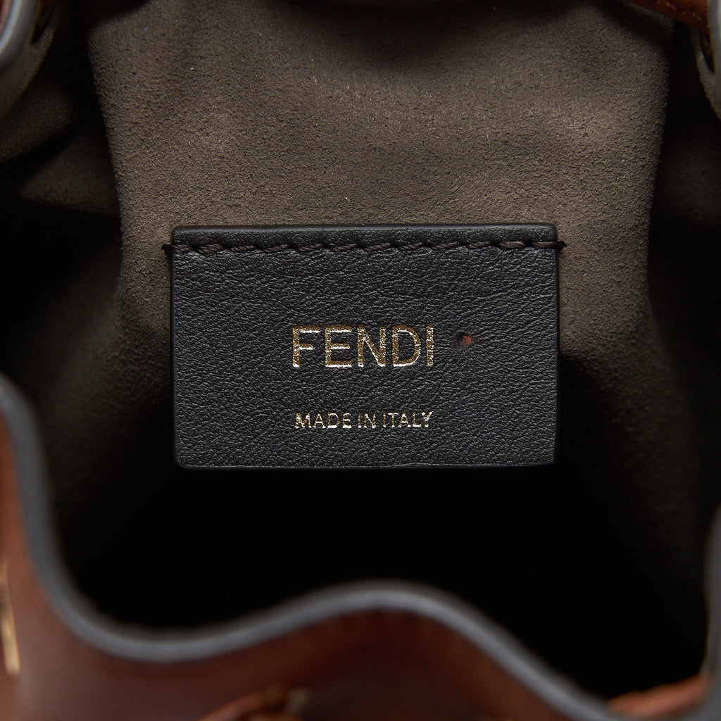 FENDI MINI MON TRESOR BUCKET BAG YELLOW AND LIGHT BLUE
