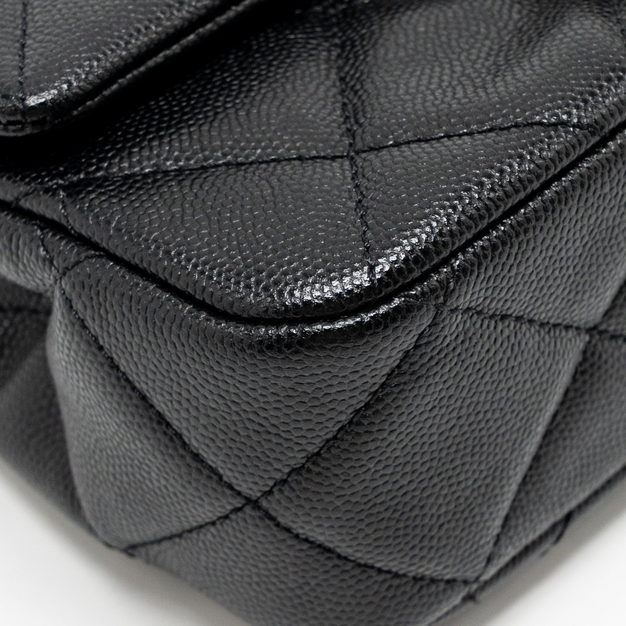 CHANEL GIANT BLACK CHAIN MINI FLAP BAG CAVIAR BLACK GHW (MICROCHIP)