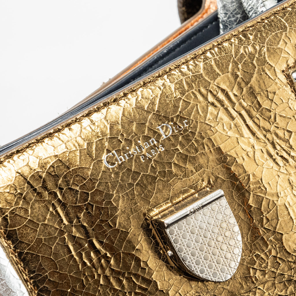 DIOR TOP HANBDLE TOTE BAG MULTICOLOUR METALLIC BRONZE / SILVER SHW