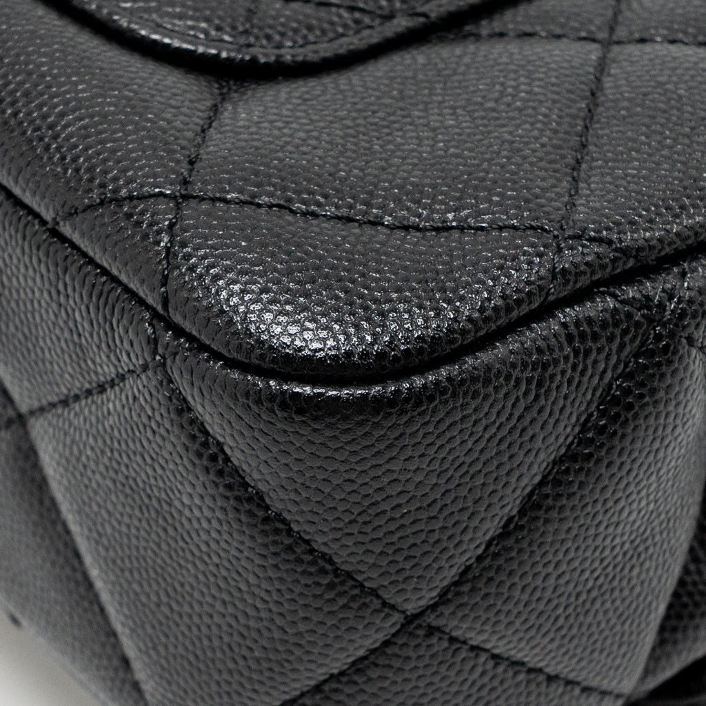 CHANEL GIANT BLACK CHAIN MINI FLAP BAG CAVIAR BLACK GHW (MICROCHIP)