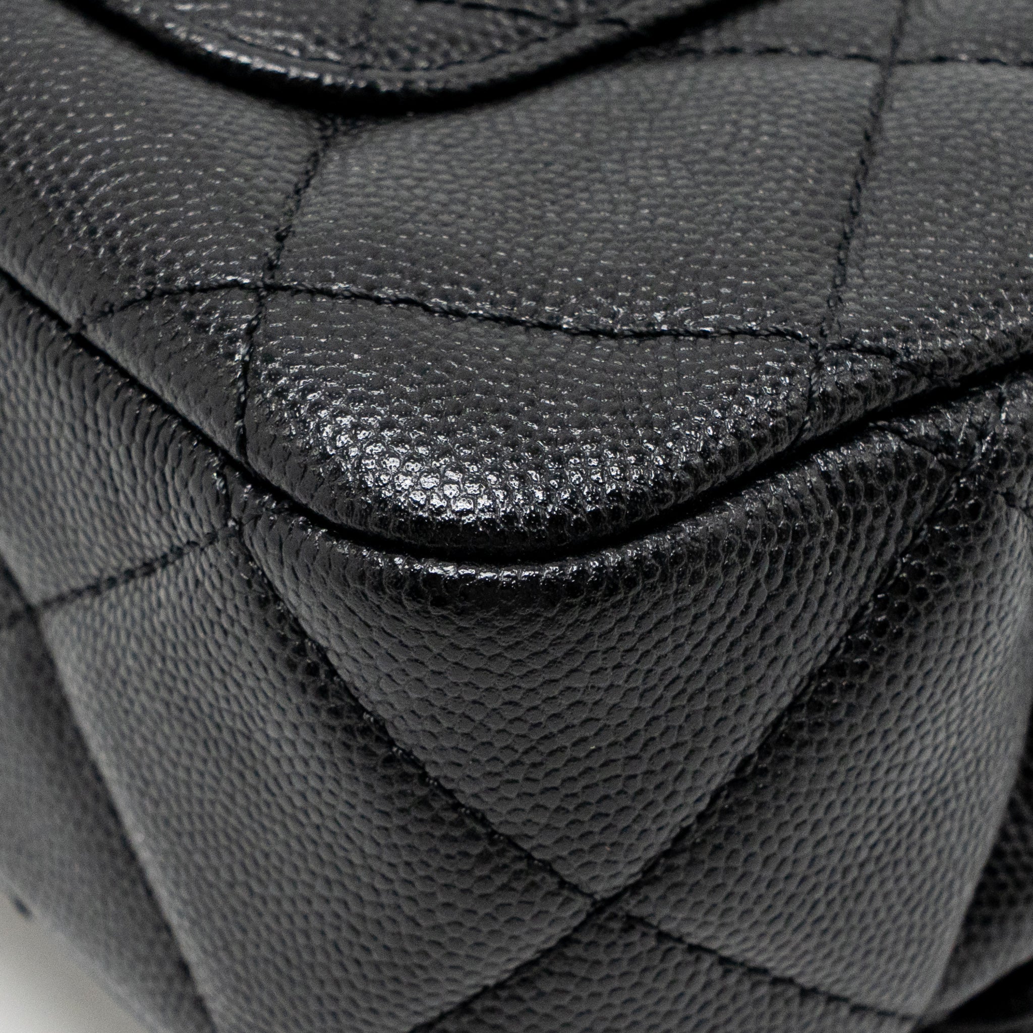 CHANEL GIANT BLACK CHAIN MINI FLAP BAG CAVIAR BLACK GHW (MICROCHIP)
