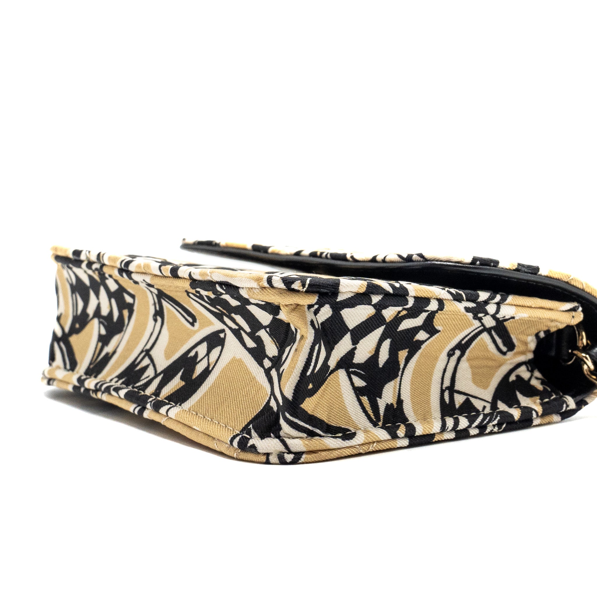 CHANEL MINI FLAP BAG FABRIC BEIGE / MULTICOLOUR LGHW (MICROCHIP)