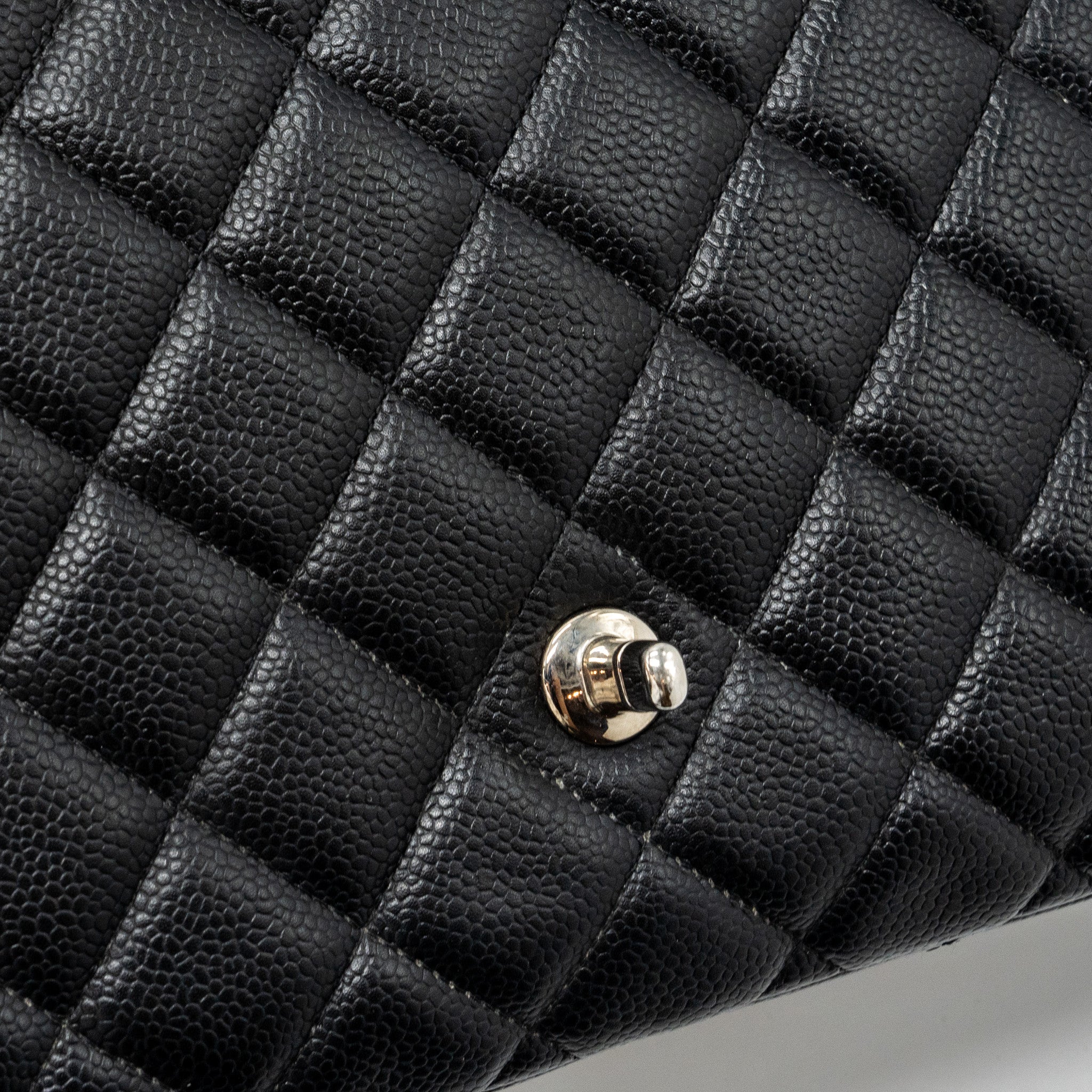 CHANEL CLASSIC JUMBO SINGLE FLAP BAG CAVIAR BLACK SHW