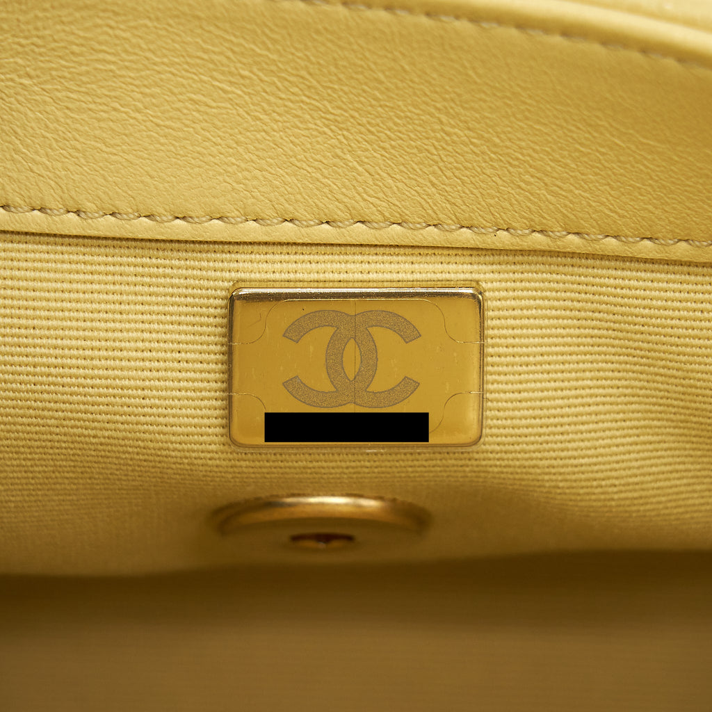CHANEL 22P NEW MINI SQUARE FLAP BAG CAVIAR LIGHT YELLOW BRUSHED GHW