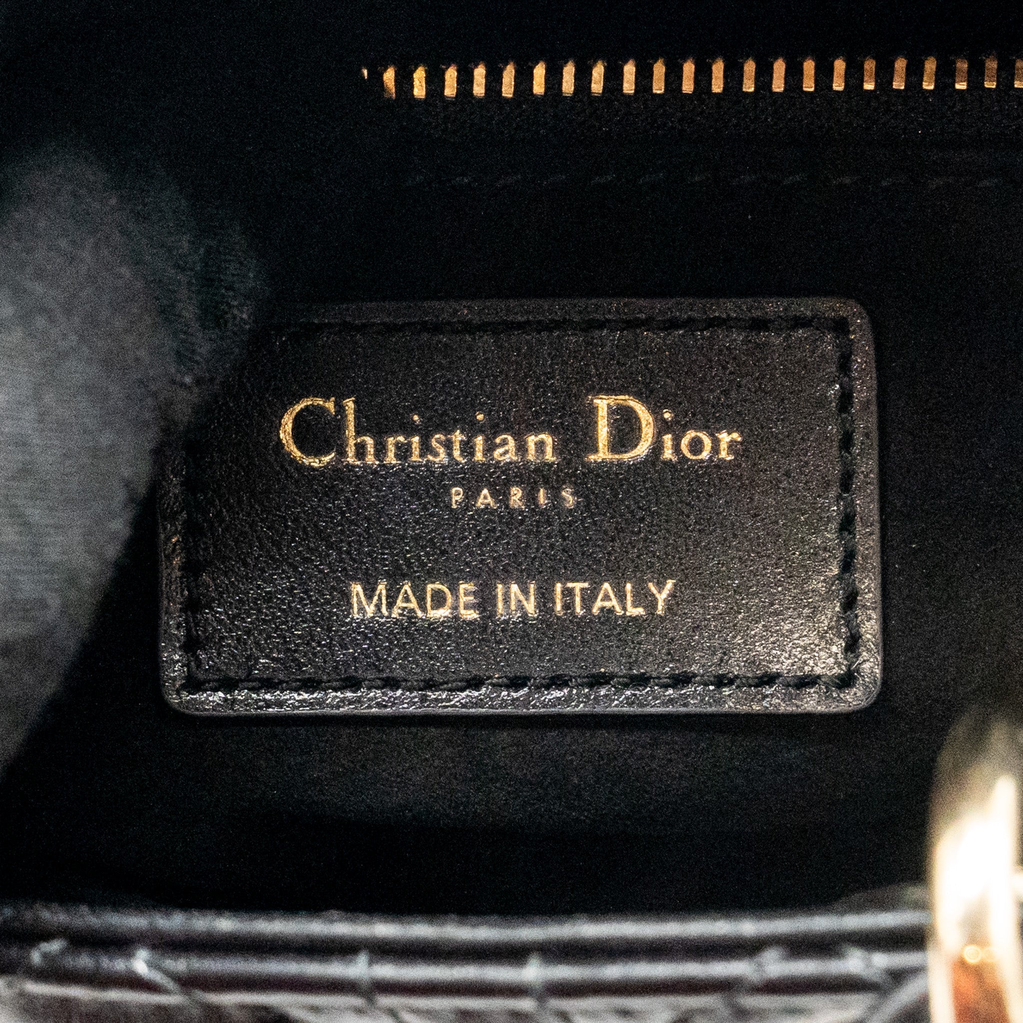 DIOR SMALL LADY DIOR LAMBSKIN BLACK / GOLD LGHW