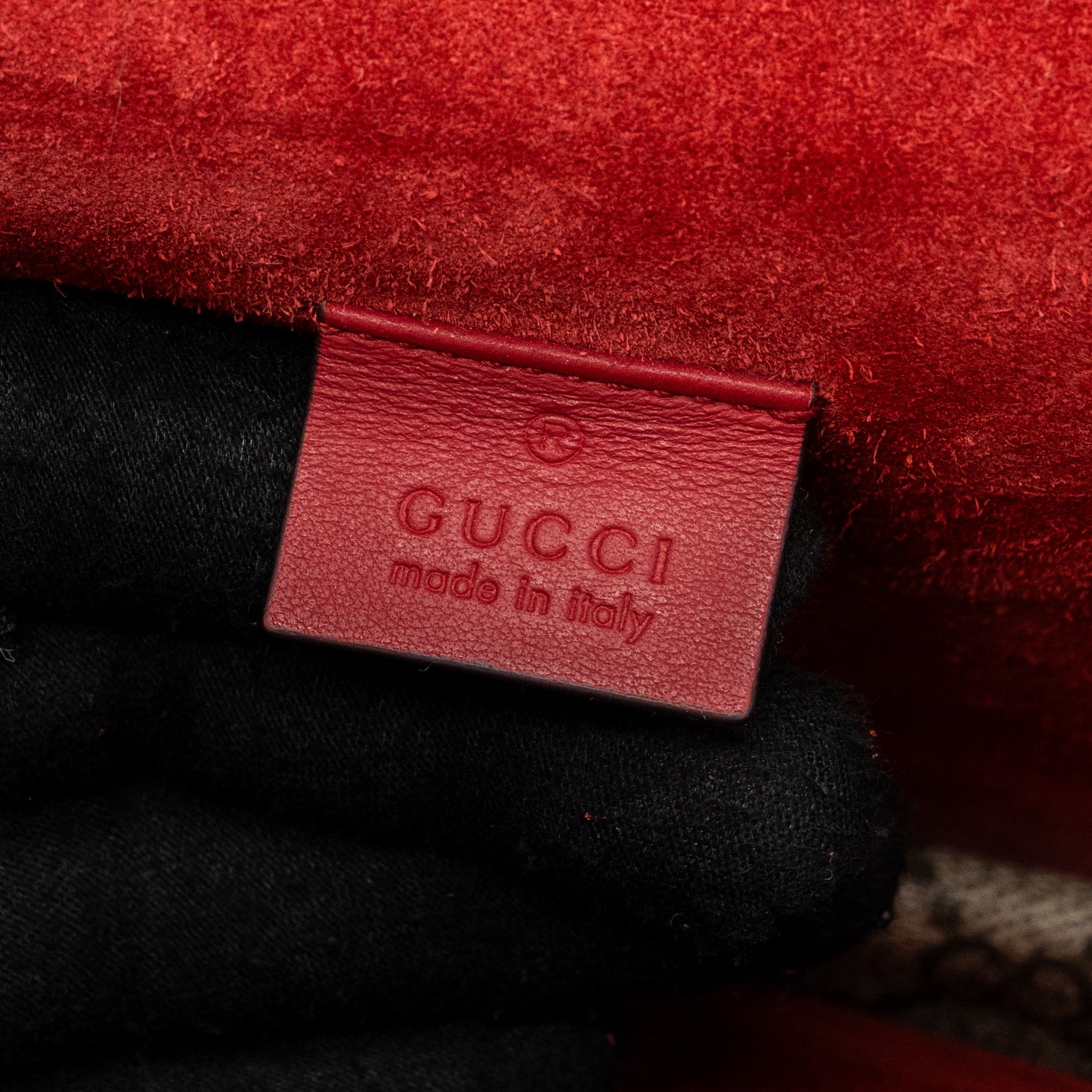 GUCCI SMALL DIONYSUS GG SHOULDER BAG GG SUPREME CANVAS/ RED SHW